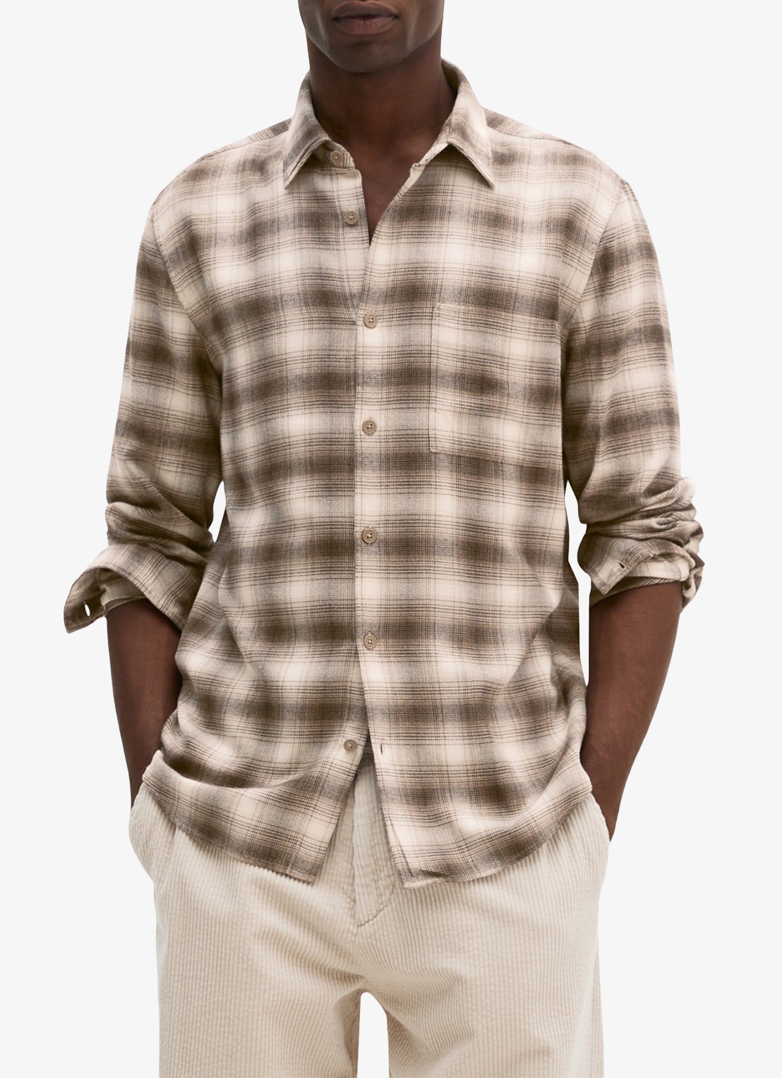 Marc O'Polo Regular fit overhemd met ruitdessin  - detail bruin