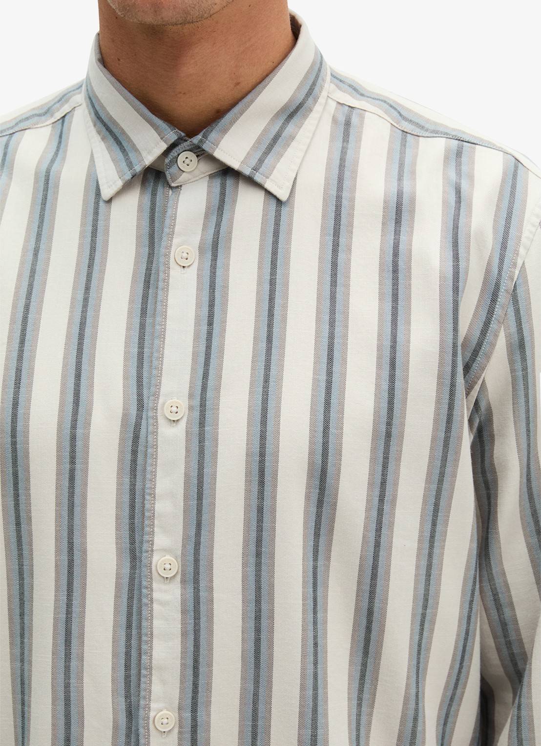 Marc O'Polo Regular fit overhemd met streepdessin  - detail 5 lichtblauw