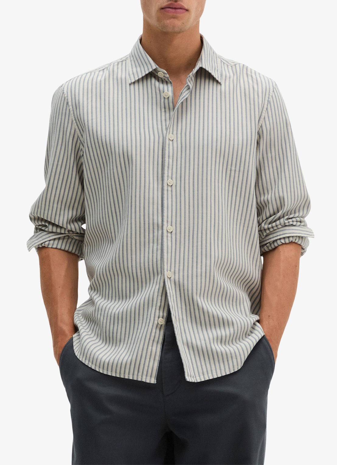 Marc O'Polo Regular fit overhemd met streepdessin  - detail 4 beige