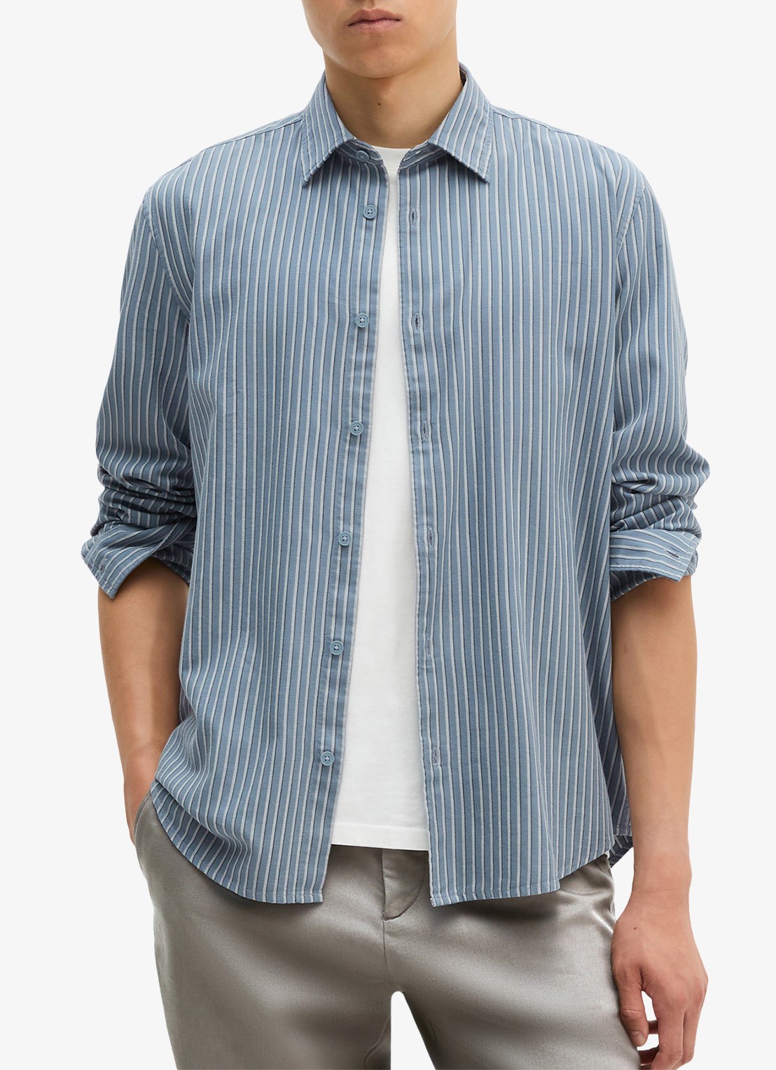 Marc O'Polo Regular fit overhemd met streepdessin  - detail blauw