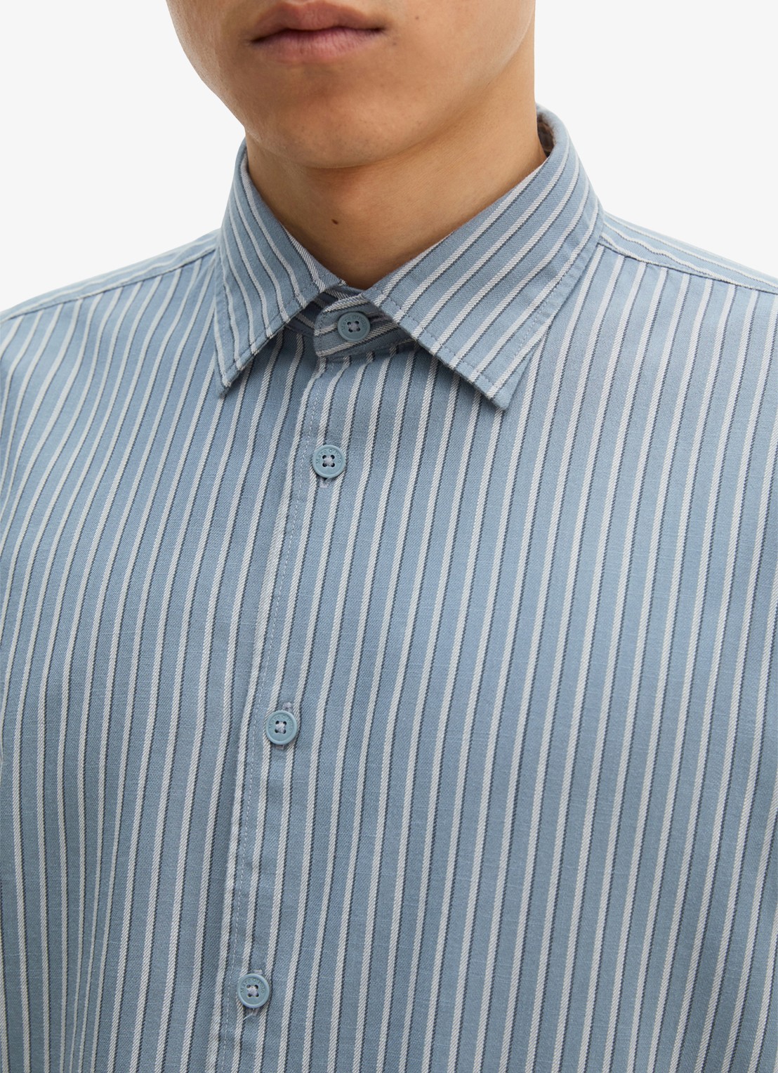 Marc O'Polo Regular fit overhemd met streepdessin  - detail 2 blauw