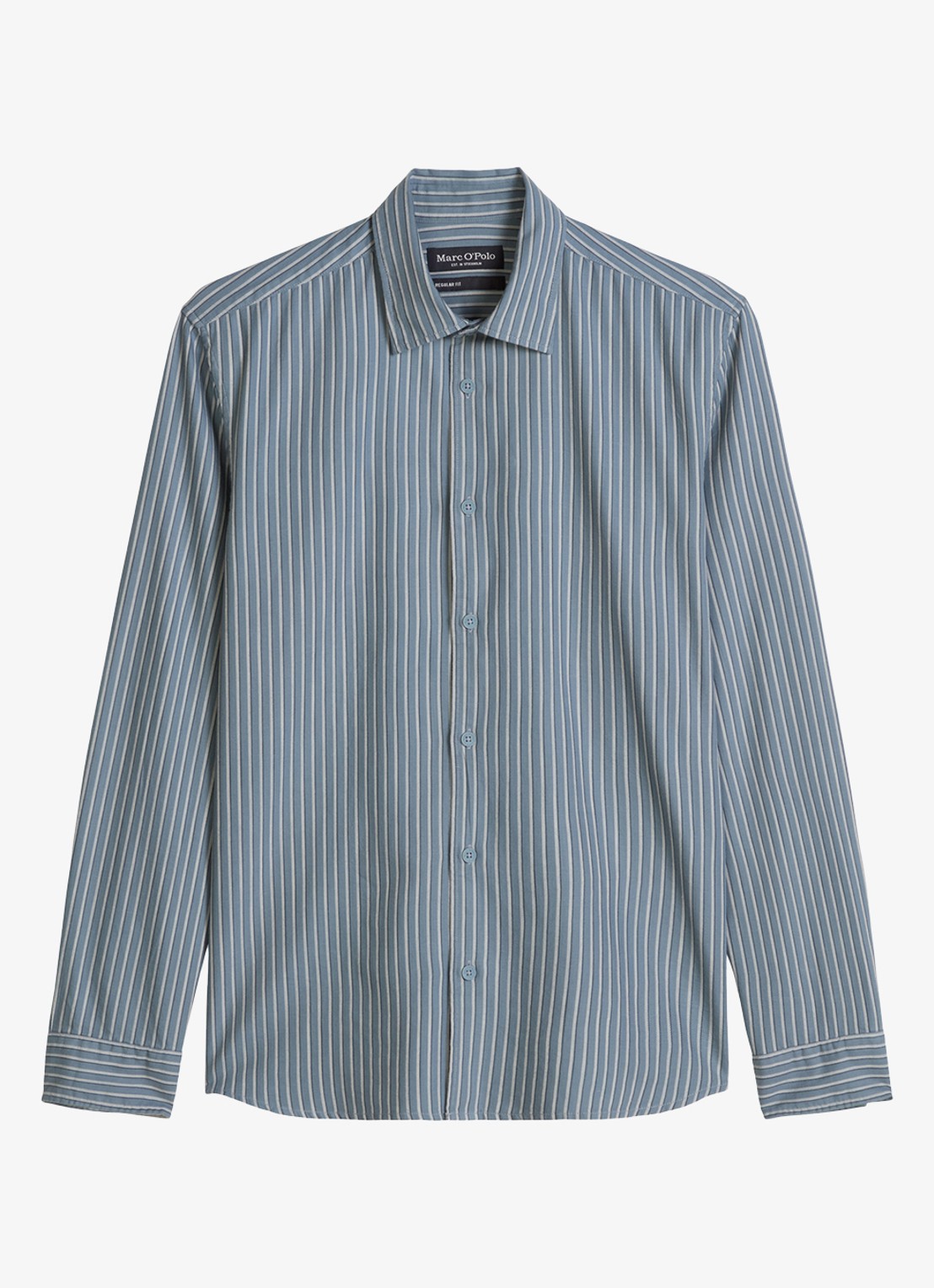 Marc O'Polo Regular fit overhemd met streepdessin  - voorkant 3 blauw