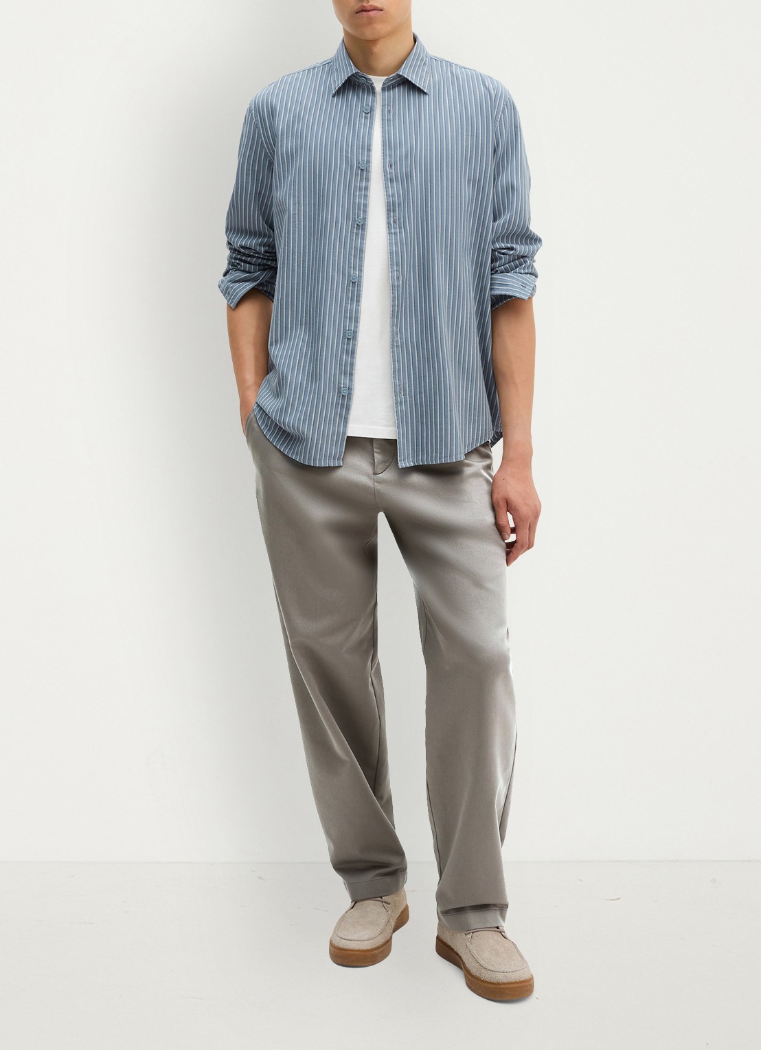 Marc O'Polo Regular fit overhemd met streepdessin  - voorkant 4 blauw