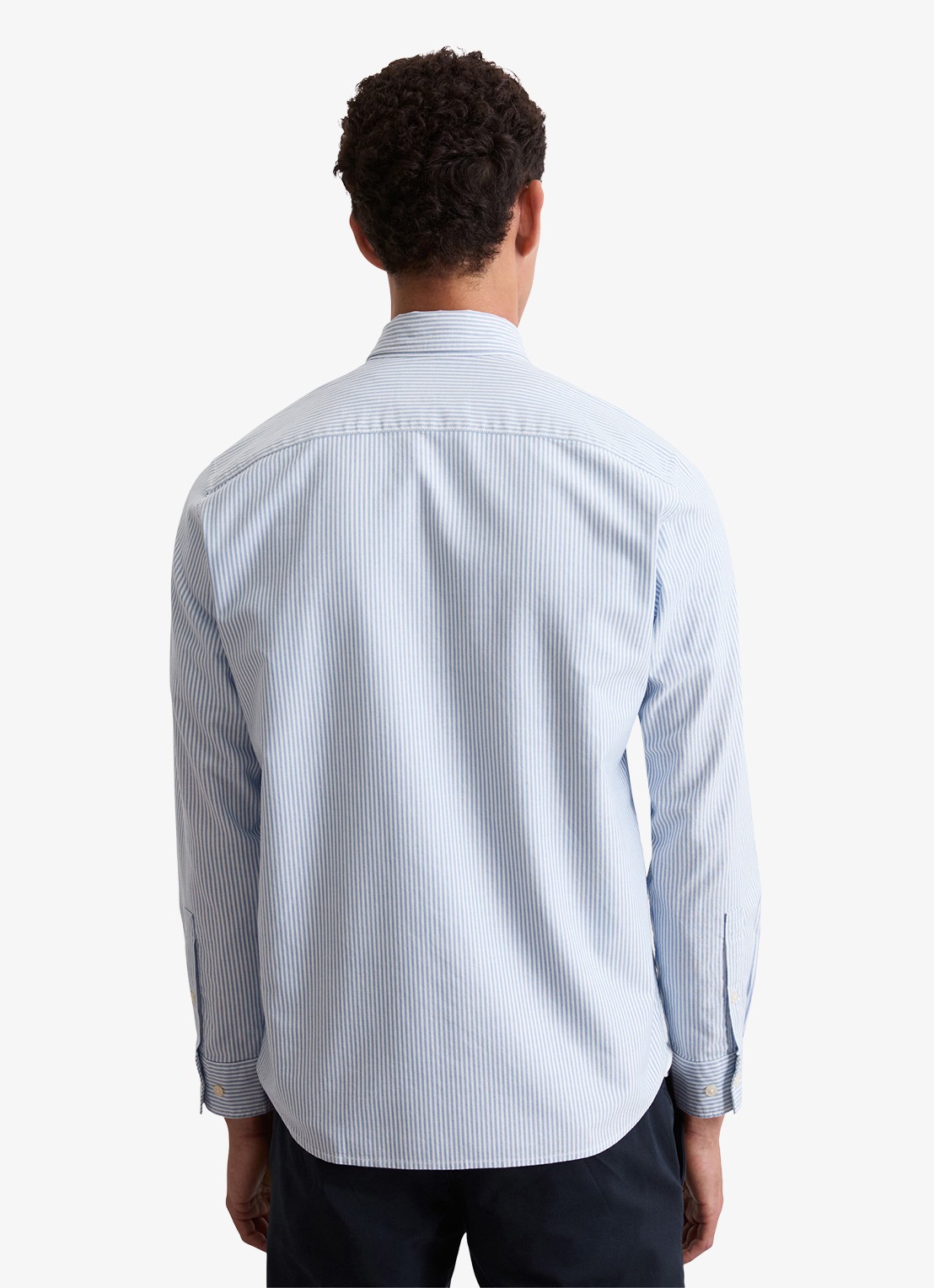 Marc O'Polo Regular fit overhemd met streepprint - achterkant 3 lichtblauw
