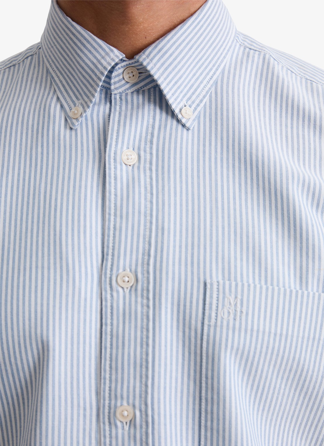 Marc O'Polo Regular fit overhemd met streepprint - detail 5 lichtblauw