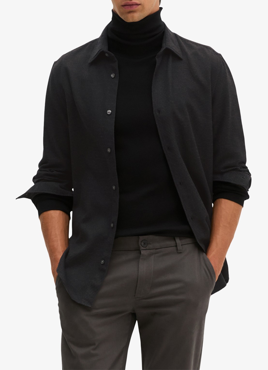 Marc O'Polo Regular fit overhemd met structuur - detail zwart