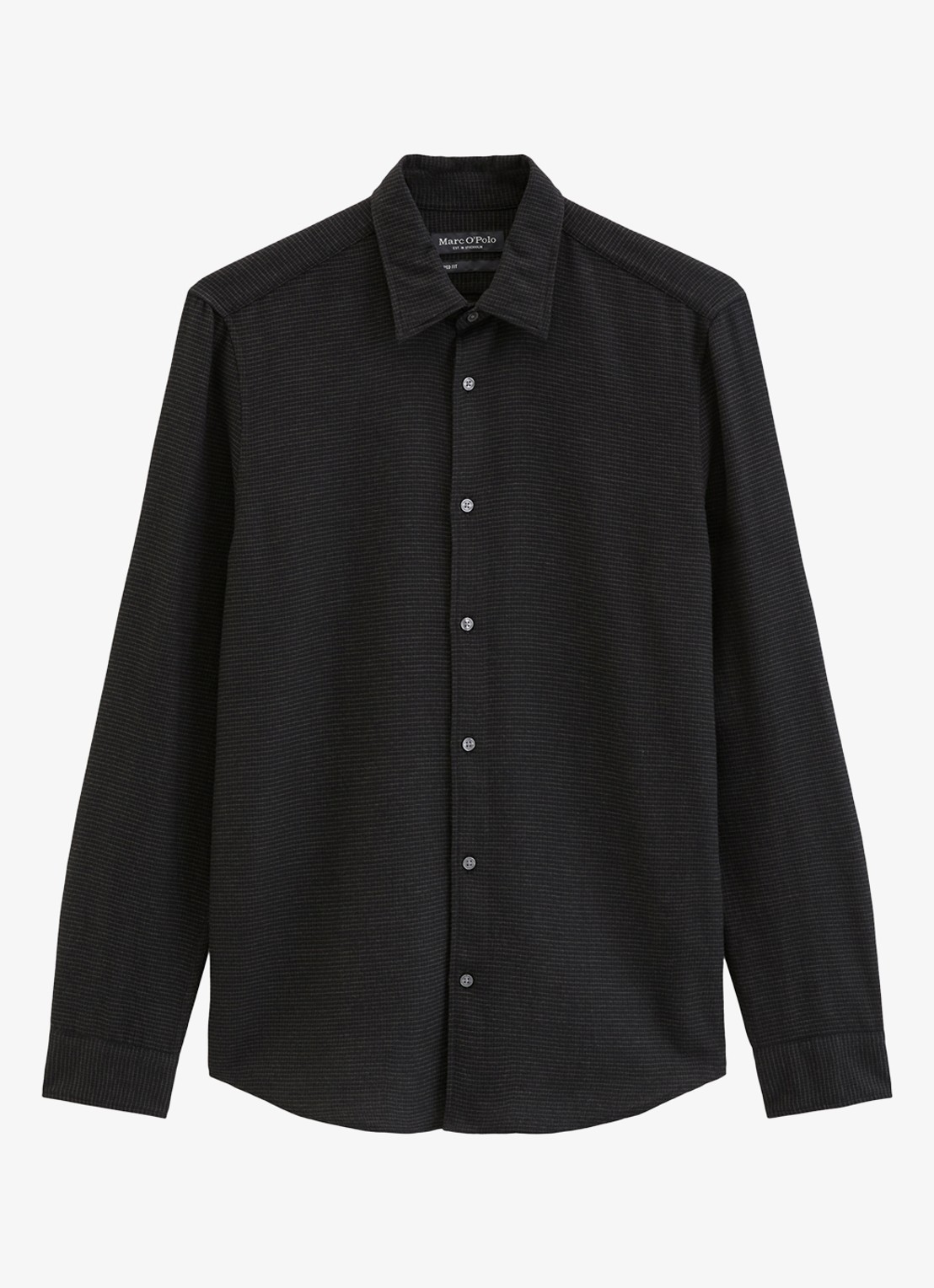 Marc O'Polo Regular fit overhemd met structuur - voorkant 4 zwart