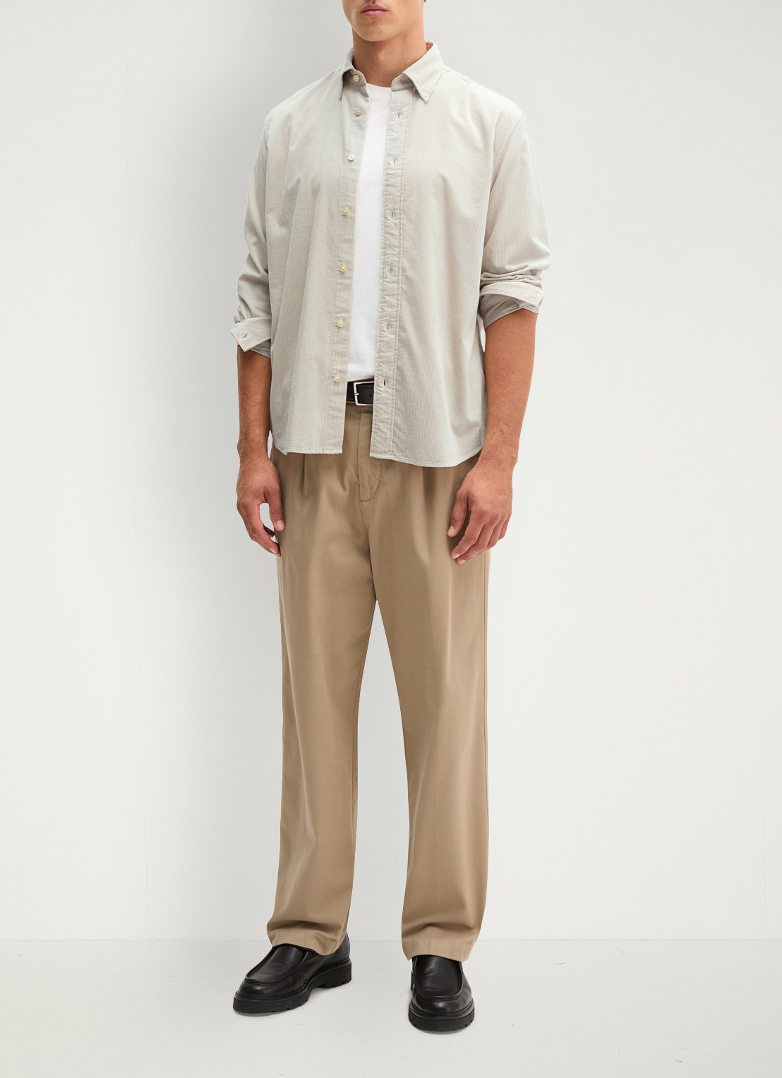 Marc O'Polo Regular fit overhemd van corduroy  - voorkant 4 creme