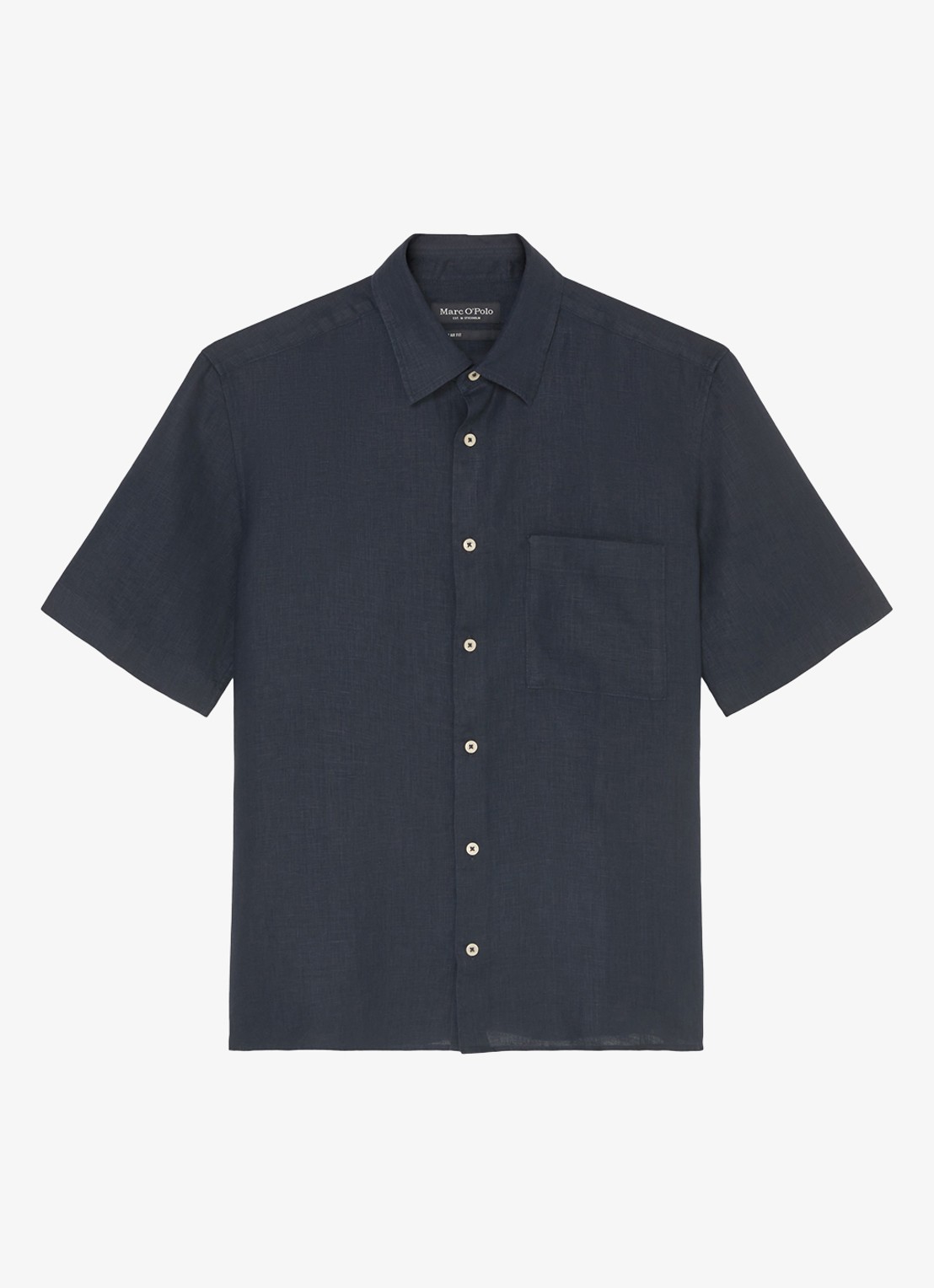 Marc O'Polo Regular fit overhemd van linnen - voorkant 3 dark navy-898 / blauw