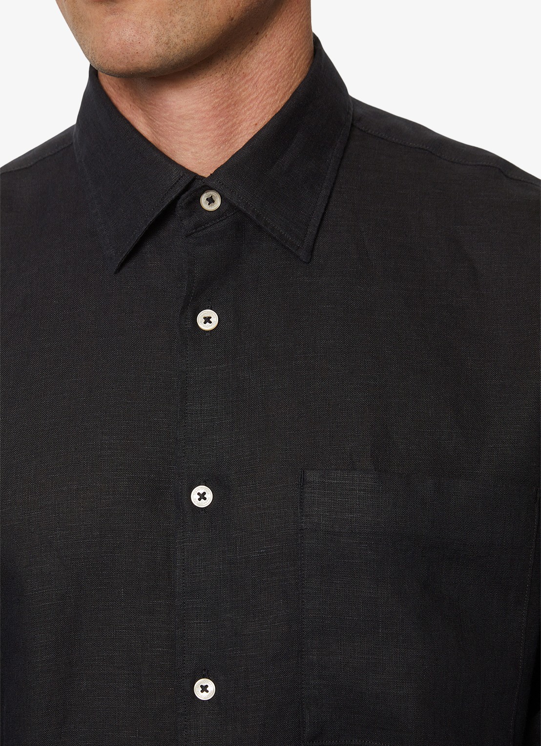 Marc O'Polo Regular fit overhemd van linnen - detail zwart