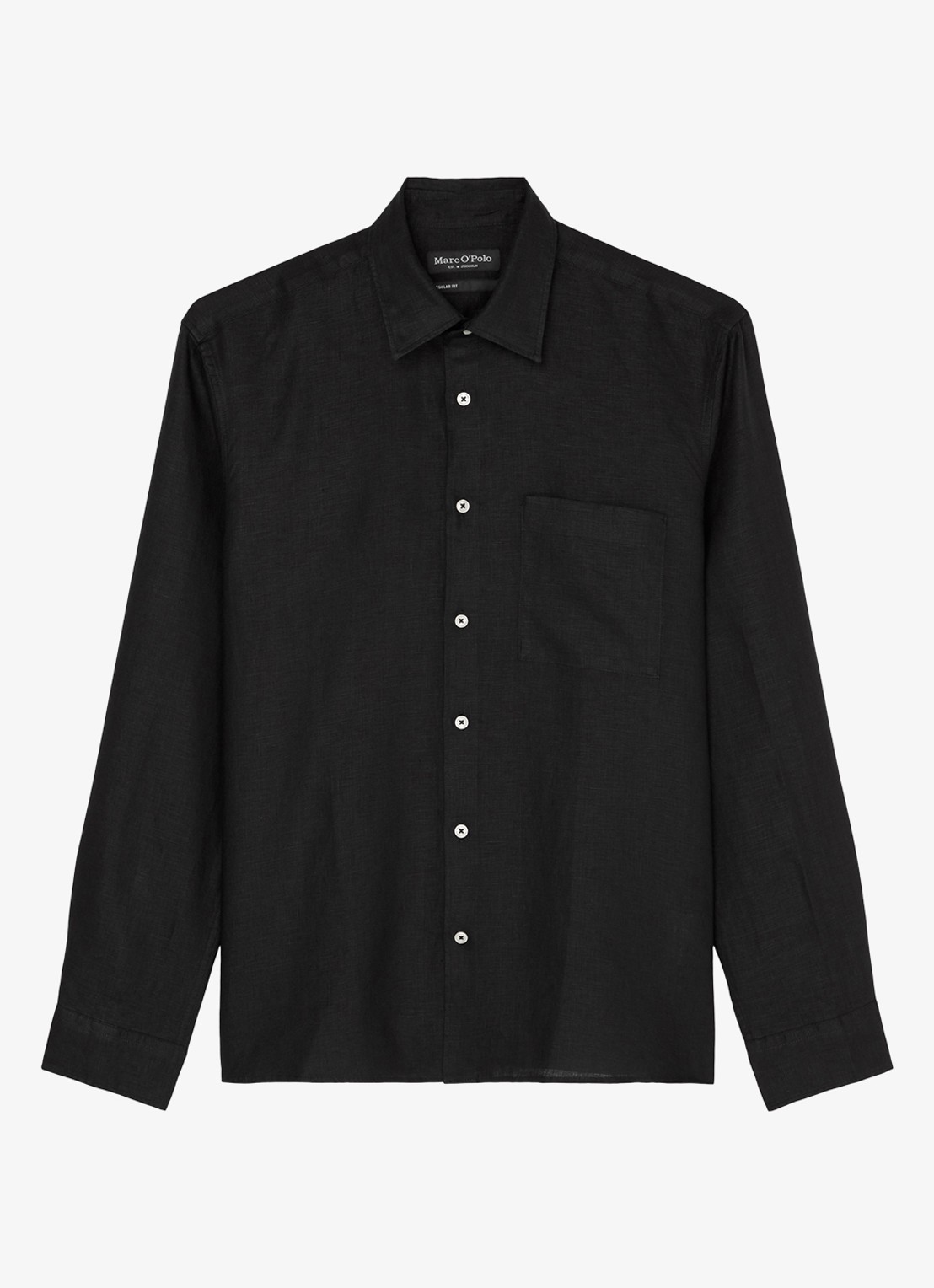 Marc O'Polo Regular fit overhemd van linnen - voorkant 6 zwart