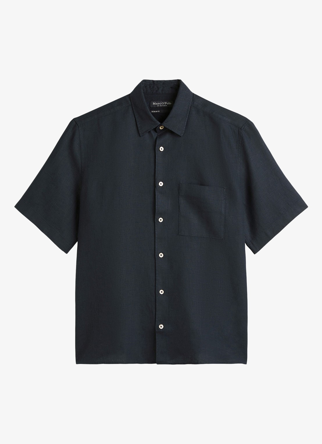 Marc O'Polo Regular fit overhemd van linnen - voorkant 5 dark navy-898 / blauw