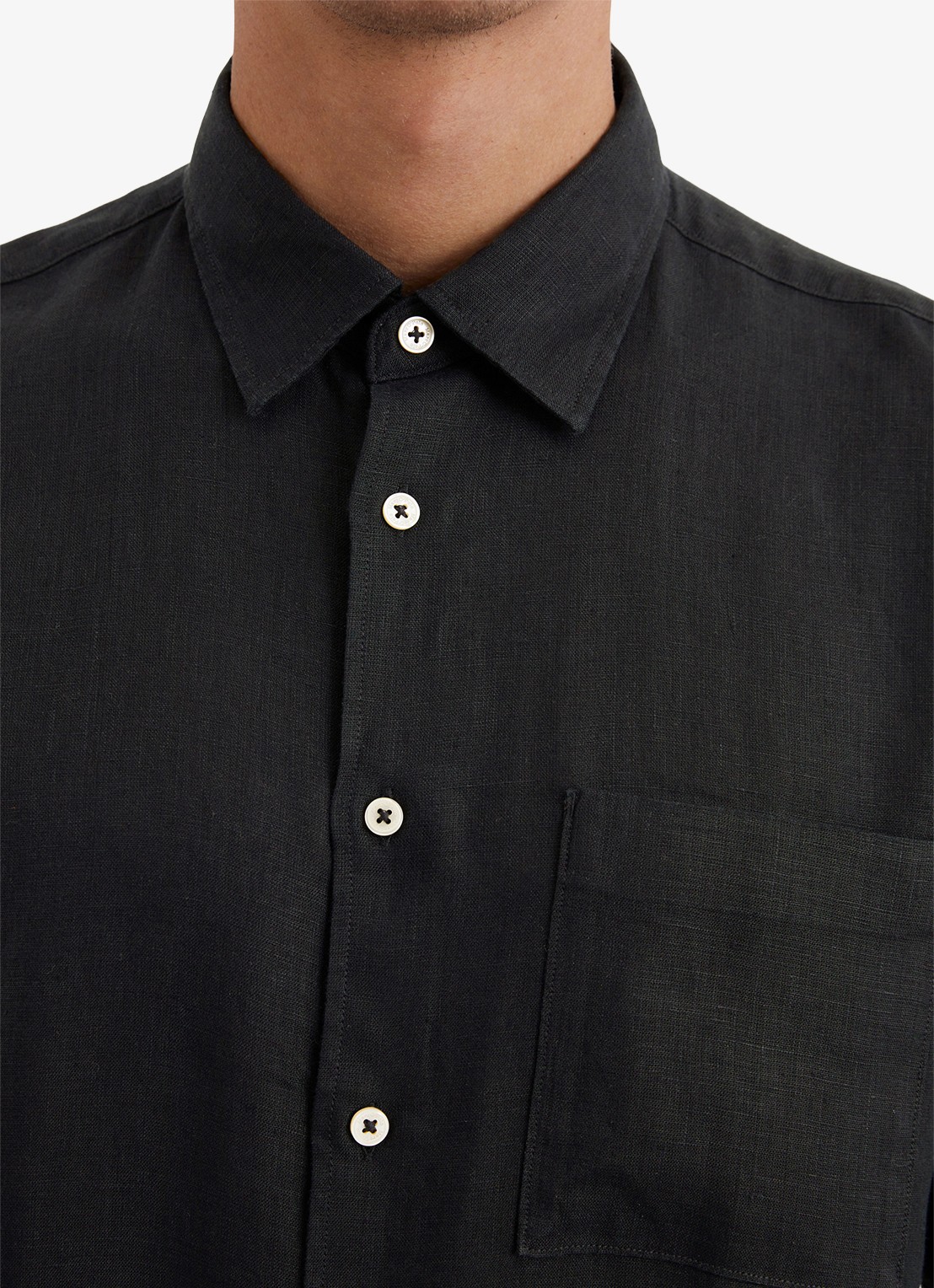 Marc O'Polo Regular fit overhemd van linnen - detail 3 zwart