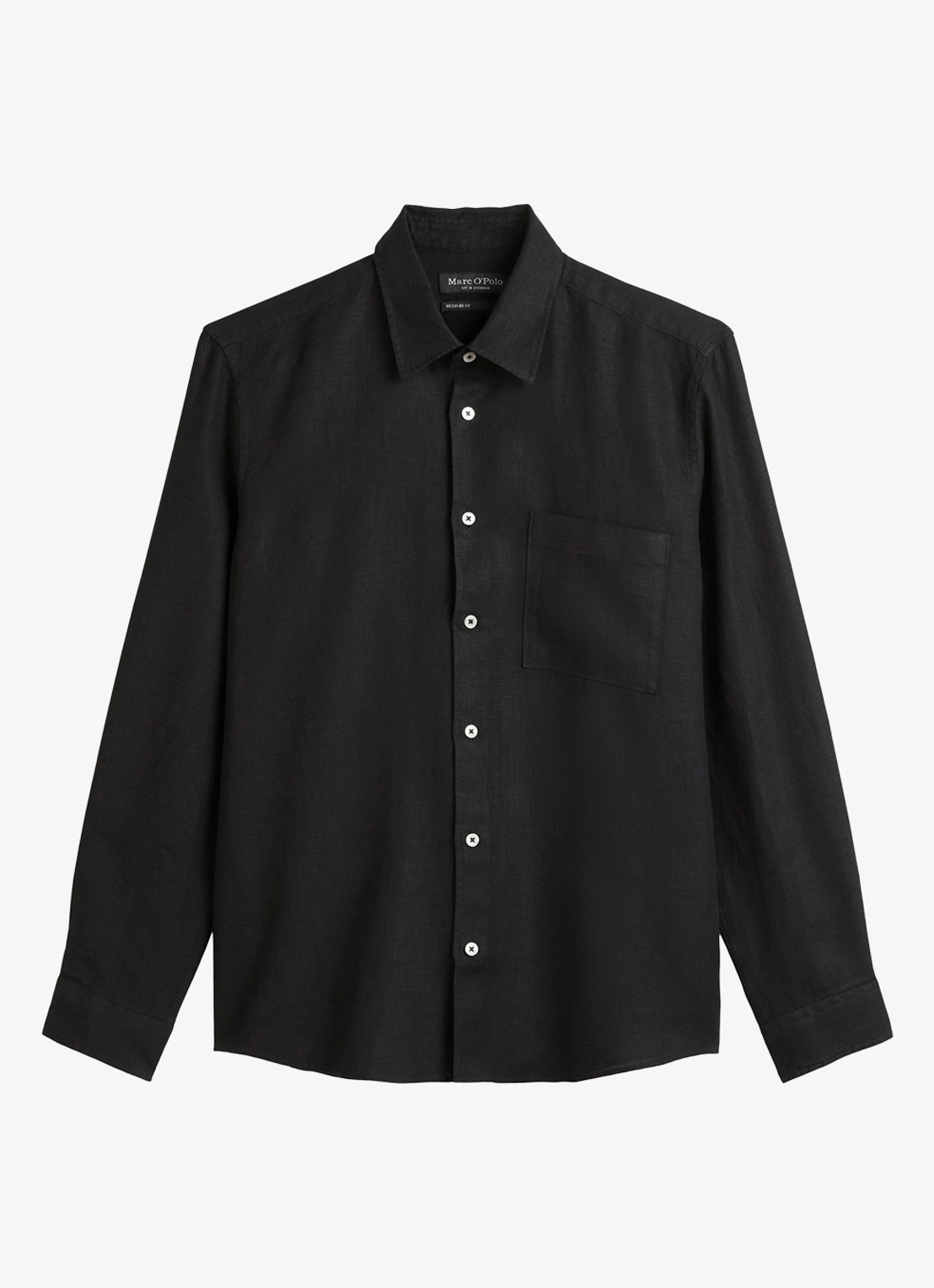 Marc O'Polo Regular fit overhemd van linnen - voorkant 8 zwart