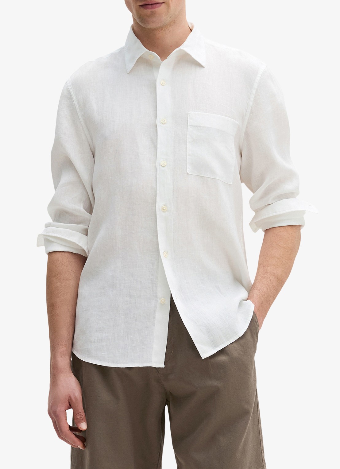 Marc O'Polo Regular fit overhemd van linnen - detail 4 gebroken wit