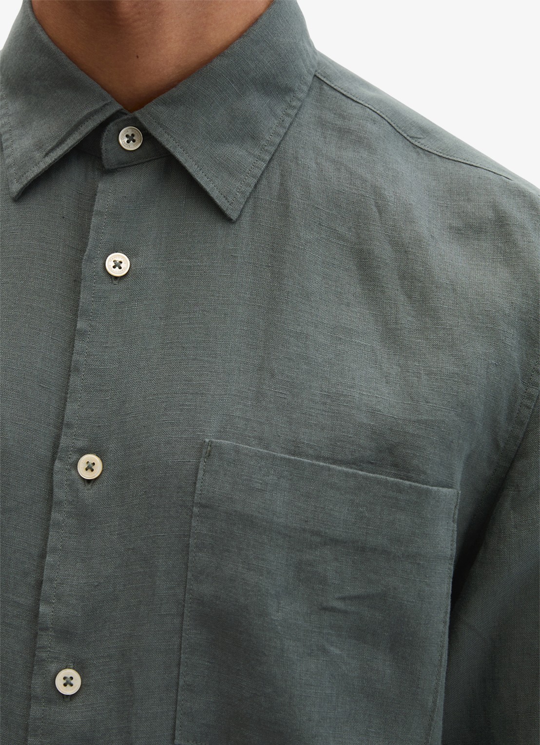 Marc O'Polo Regular fit overhemd van linnen - detail 4 grijs