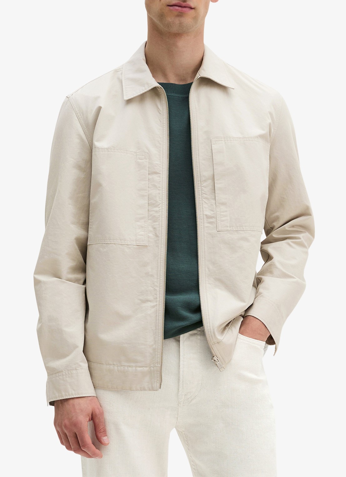 Marc O'Polo Regular fit overhemd van linnenblend met rits - detail 3 grey kit-0922 / grijs