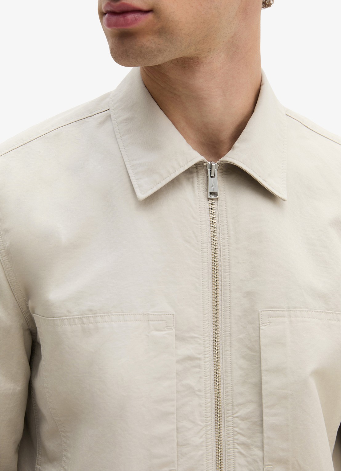 Marc O'Polo Regular fit overhemd van linnenblend met rits - detail 4 grey kit-0922 / grijs