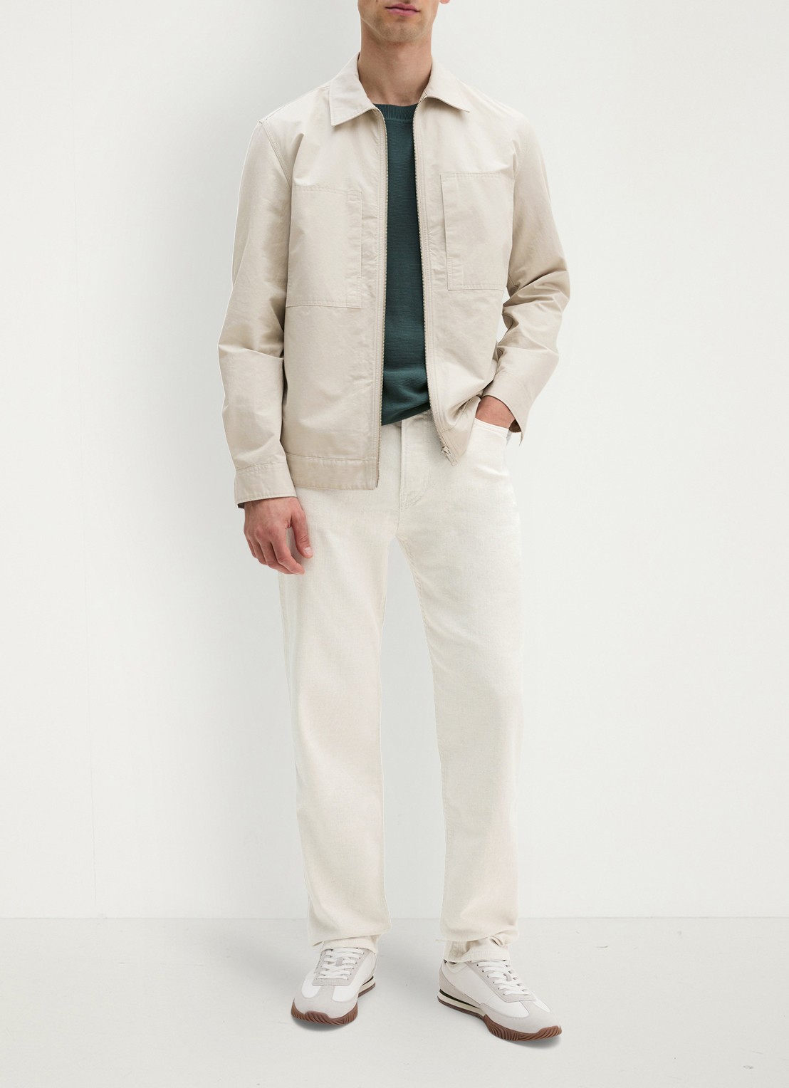 Marc O'Polo Regular fit overhemd van linnenblend met rits - voorkant 2 grey kit-0922 / grijs