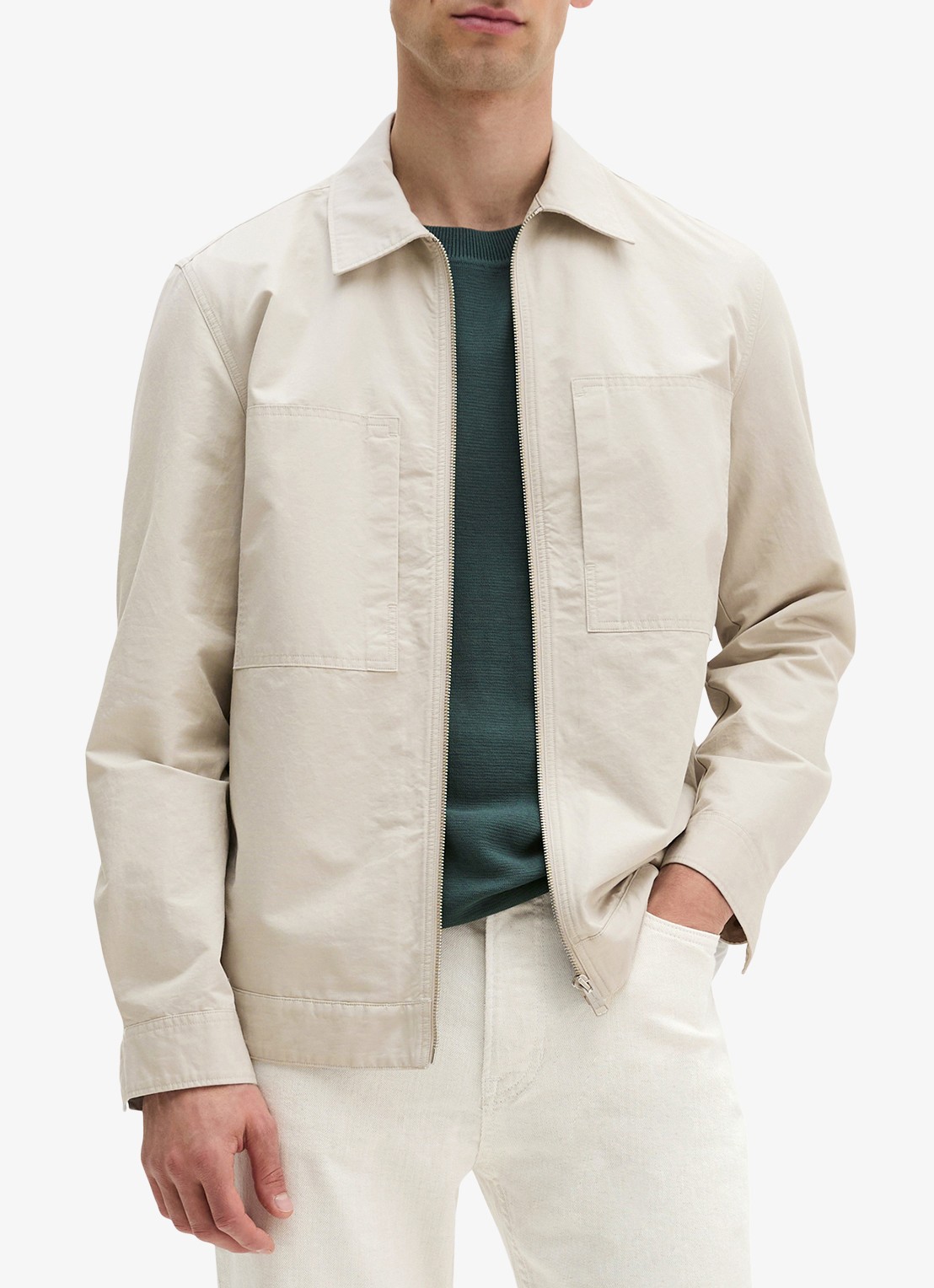 Marc O'Polo Regular fit overhemd van linnenblend met rits - detail 8 grey kit-0922 / grijs