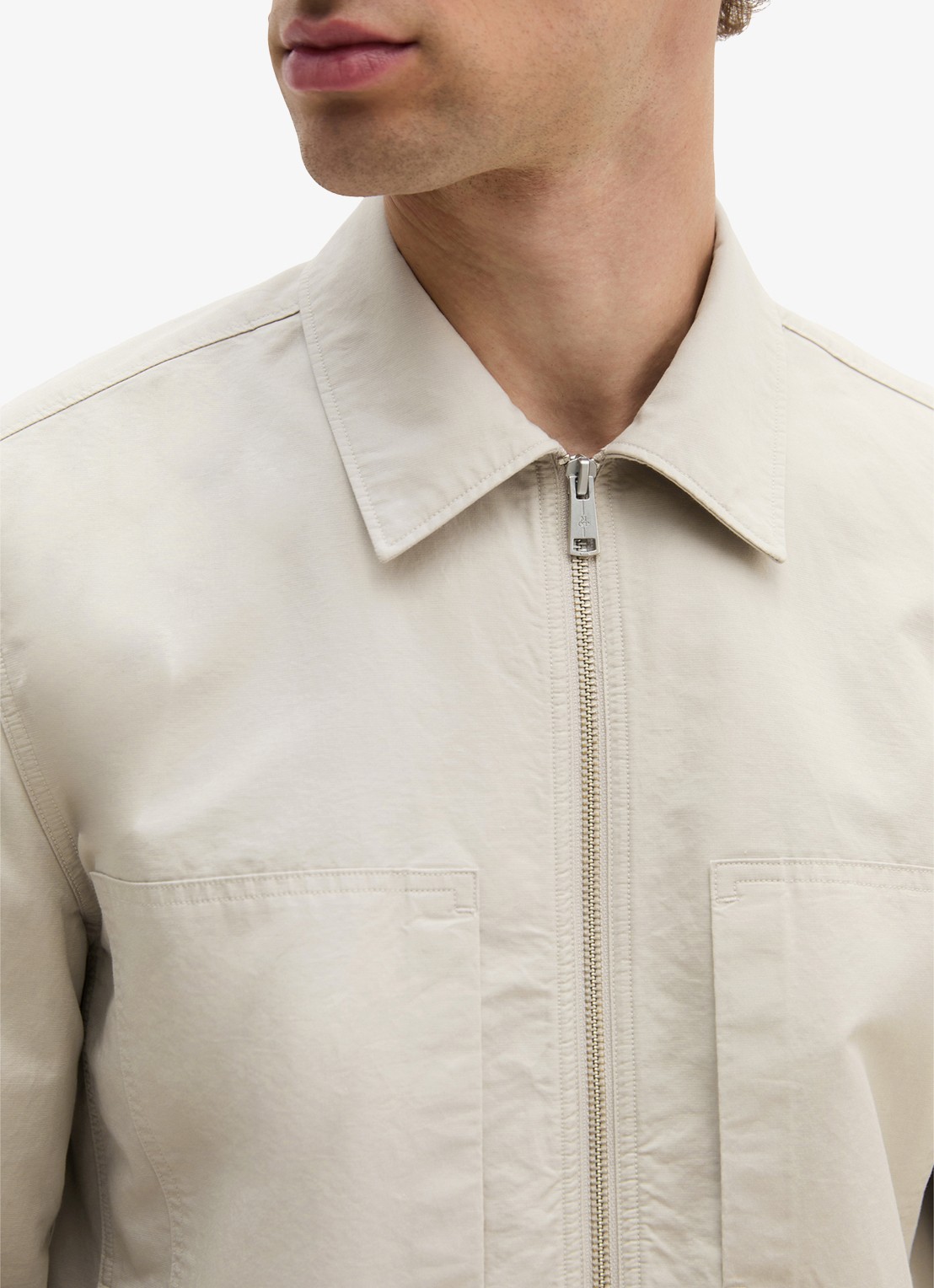 Marc O'Polo Regular fit overhemd van linnenblend met rits - detail 9 grey kit-0922 / grijs
