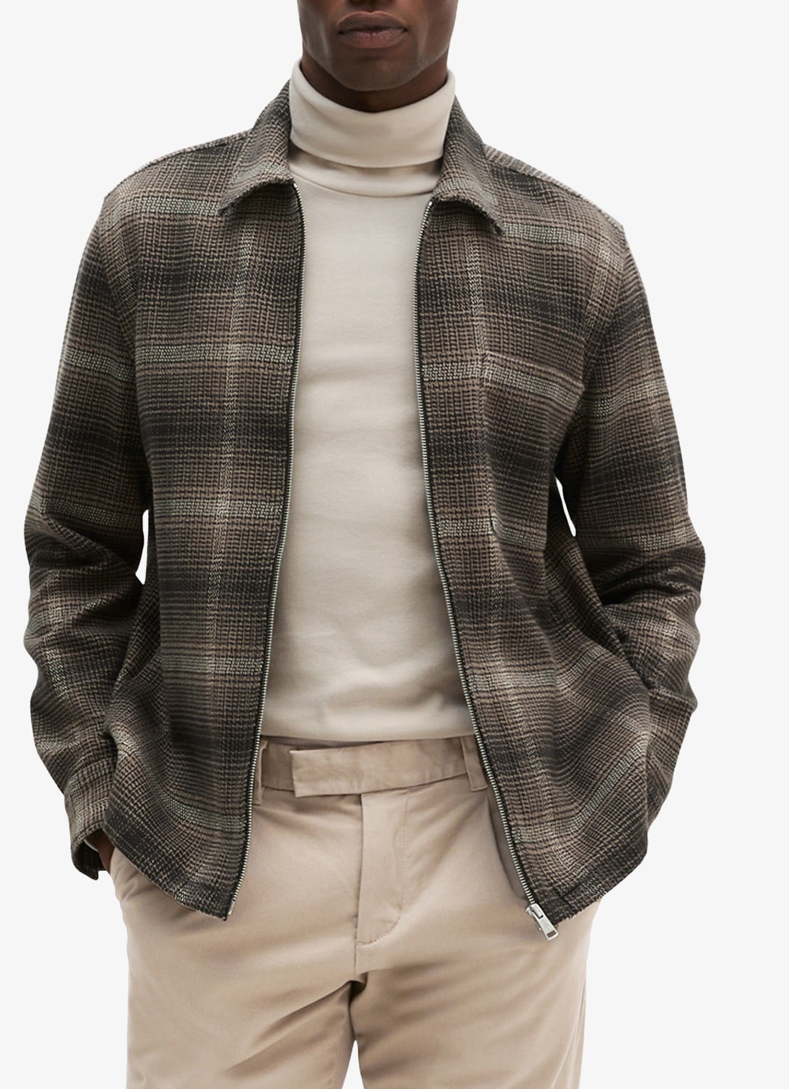 Marc O'Polo Regular fit overshirt met ruitdessin  - detail 4 donkerbruin
