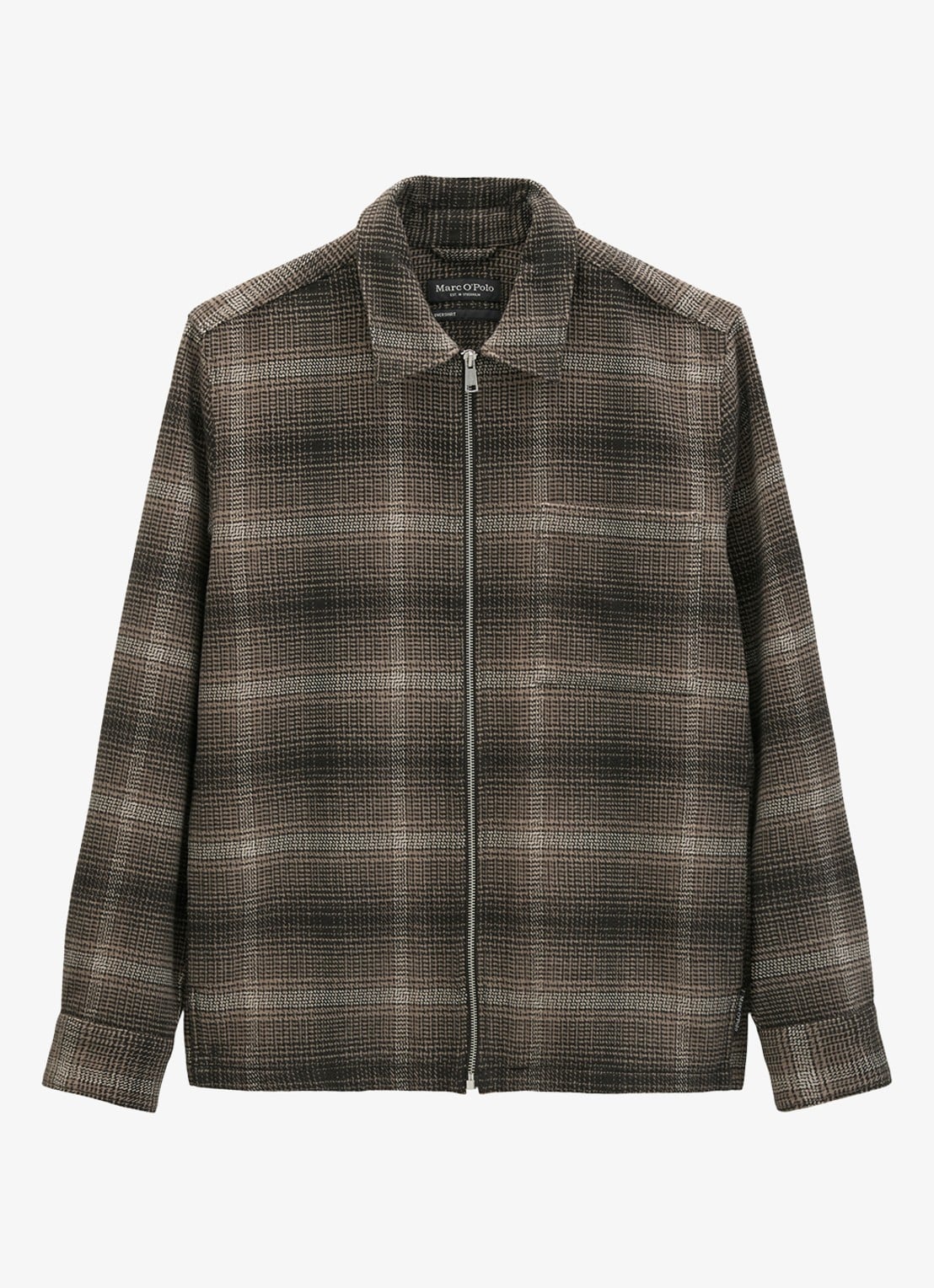 Marc O'Polo Regular fit overshirt met ruitdessin  - voorkant donkerbruin
