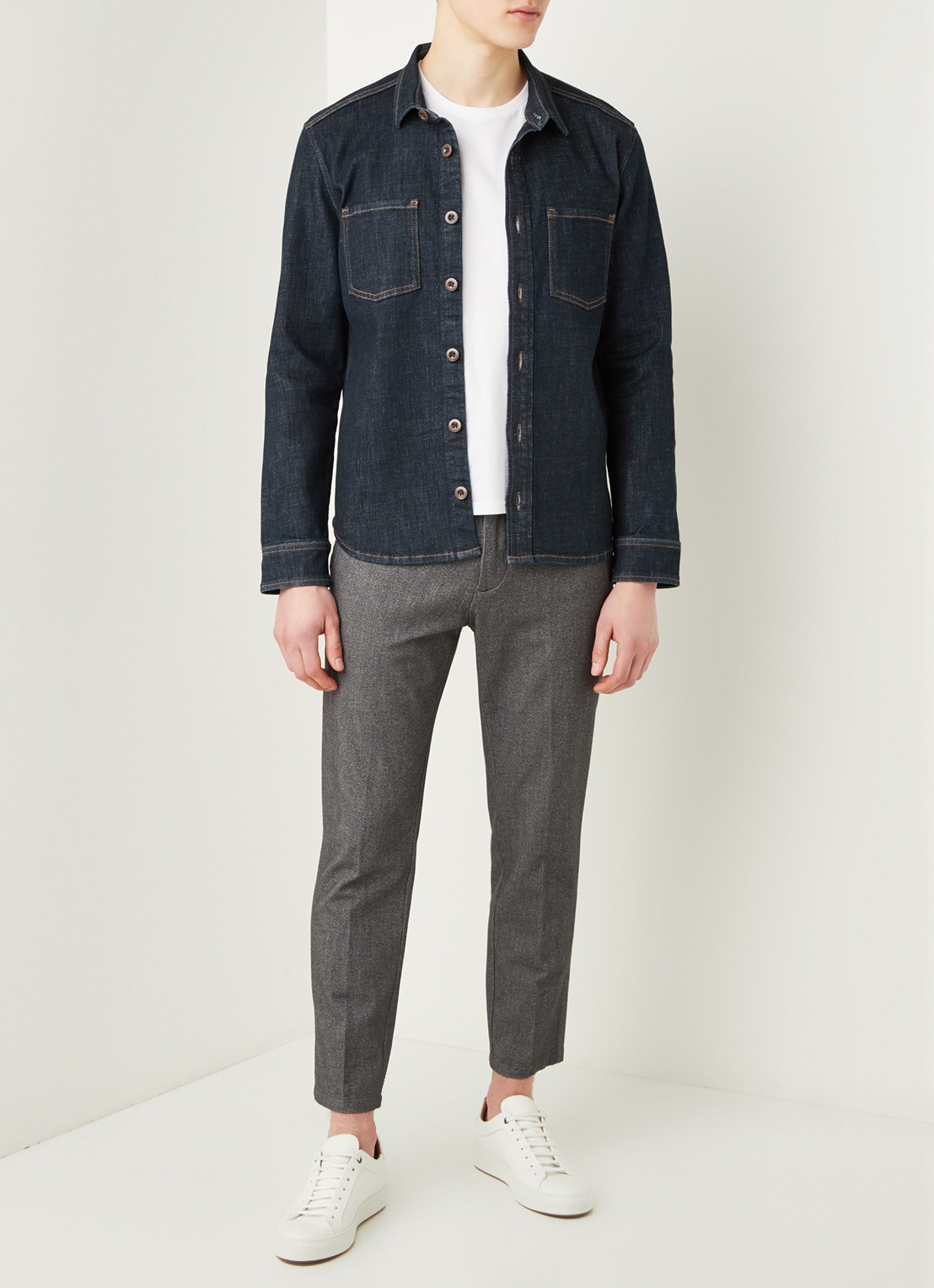 Marc O'Polo Regular fit overshirt van denim - voorkant 2 jeans