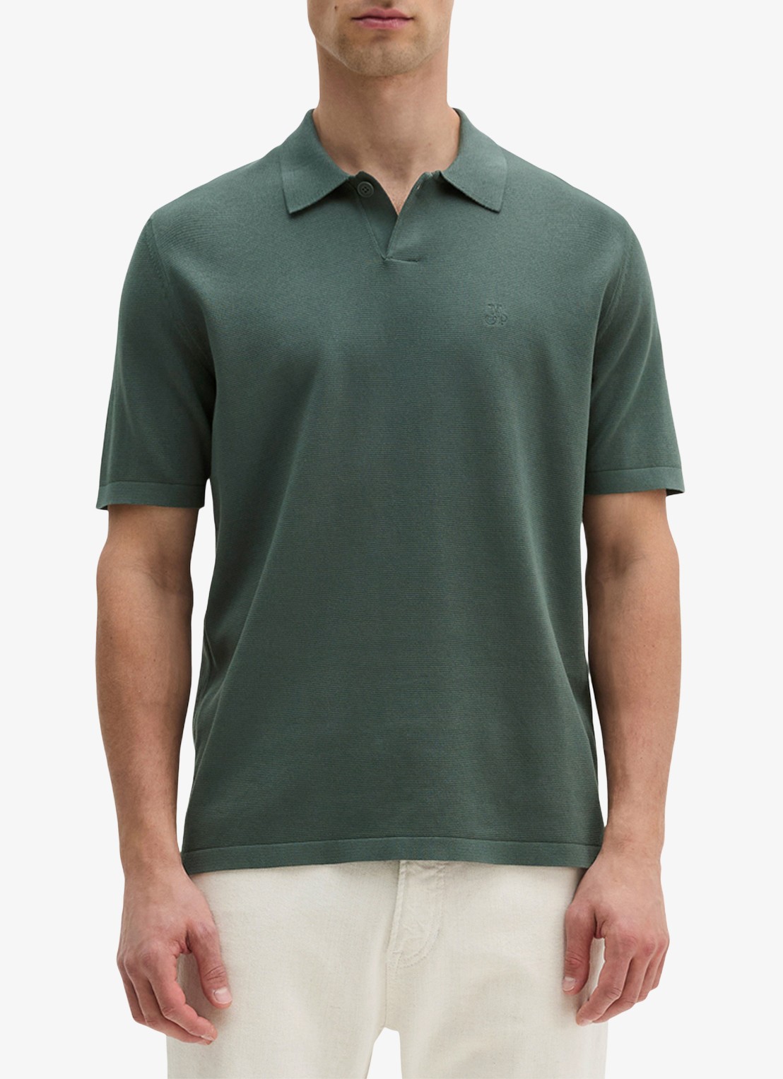 Marc O'Polo Regular fit polo met borduring - detail 4 donkergroen