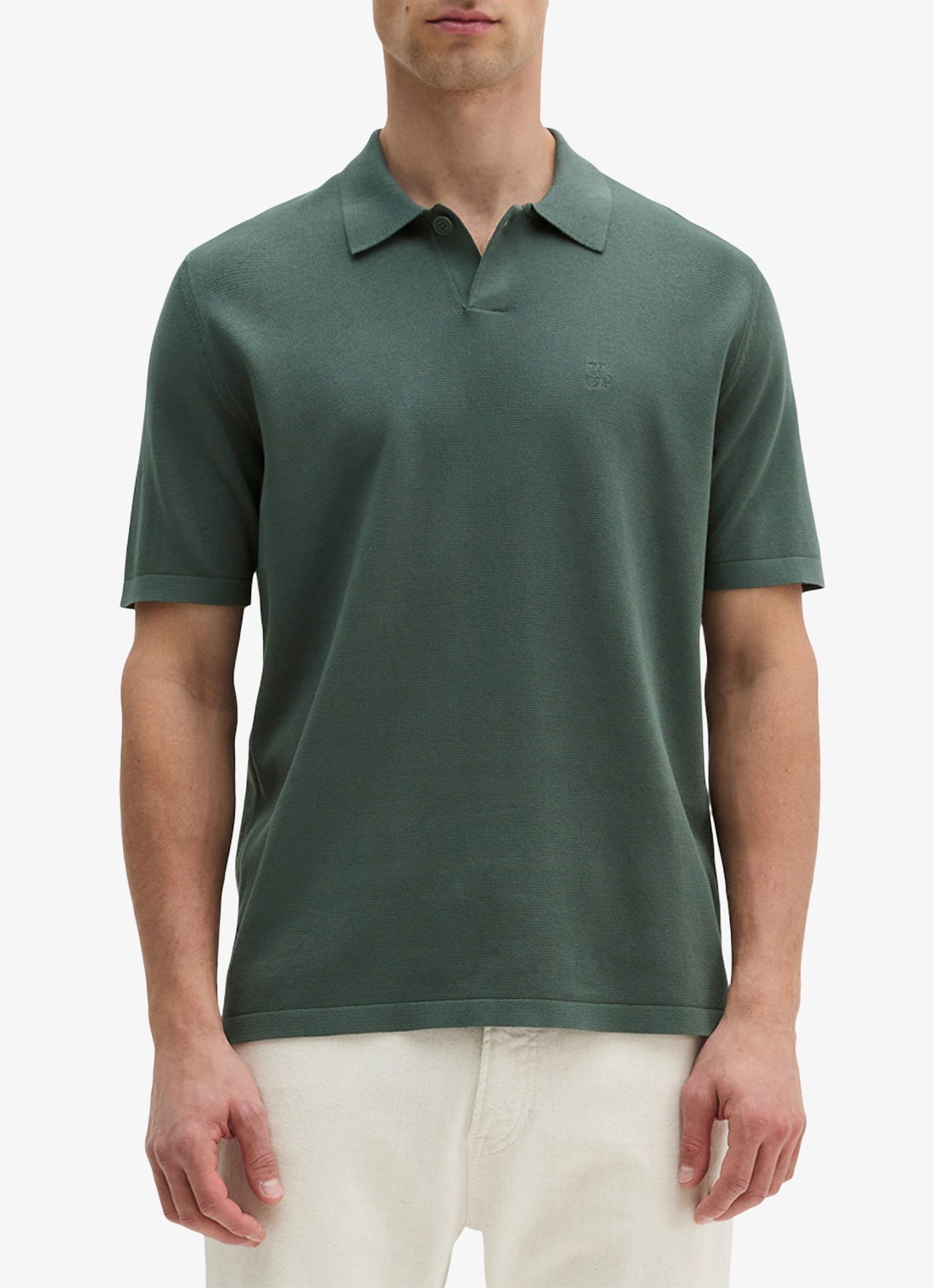 Marc O'Polo Regular fit polo met borduring - detail donkergroen