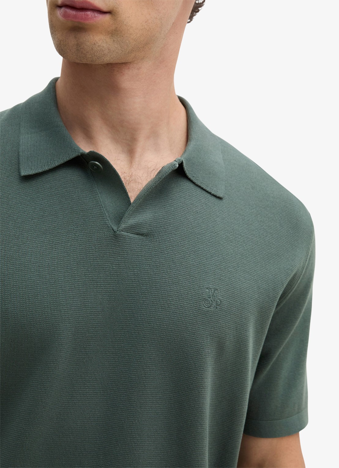 Marc O'Polo Regular fit polo met borduring - detail 5 donkergroen