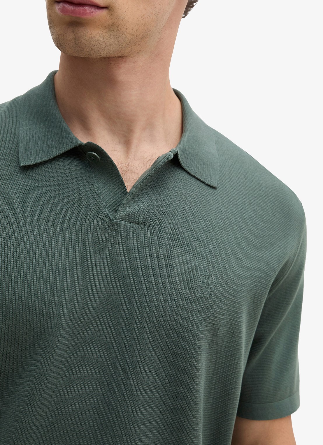 Marc O'Polo Regular fit polo met borduring - detail 2 donkergroen