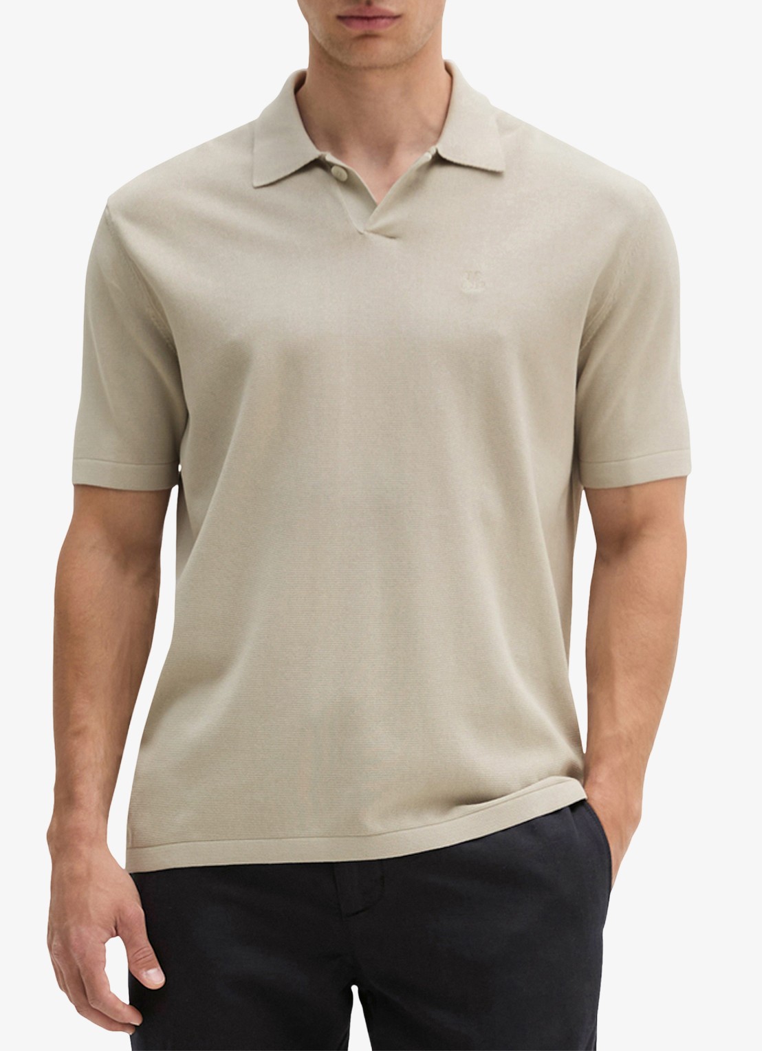 Marc O'Polo Regular fit polo met borduring - detail 4 beige