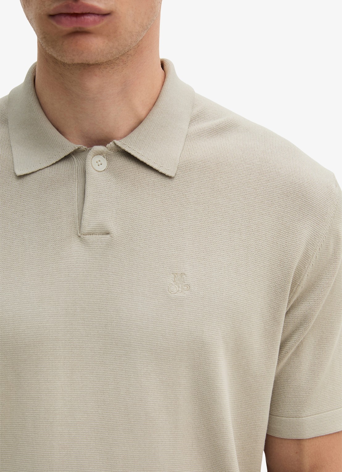 Marc O'Polo Regular fit polo met borduring - detail 5 beige