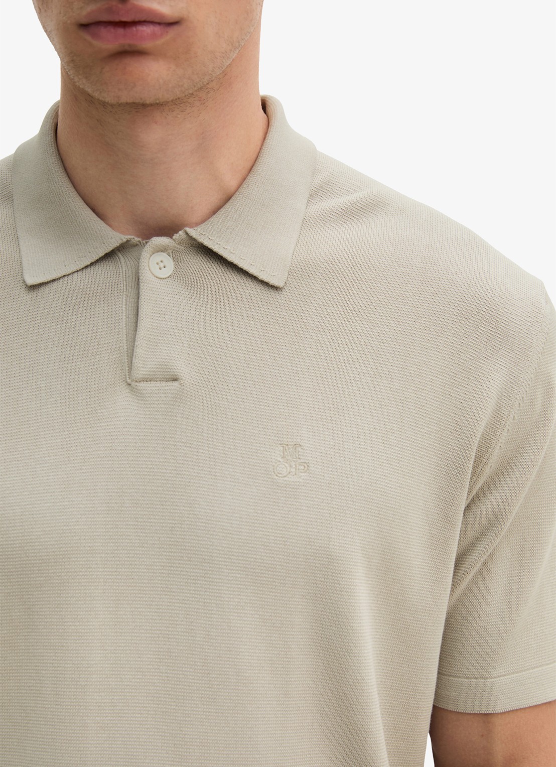 Marc O'Polo Regular fit polo met borduring - detail 5 beige