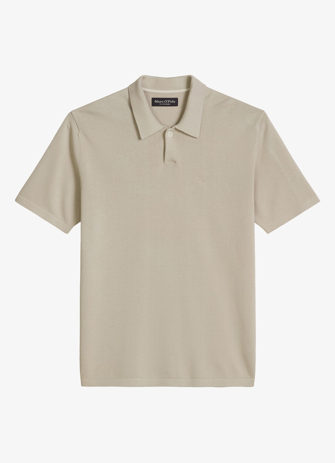 Marc O'Polo Regular fit polo met borduring - voorkant beige
