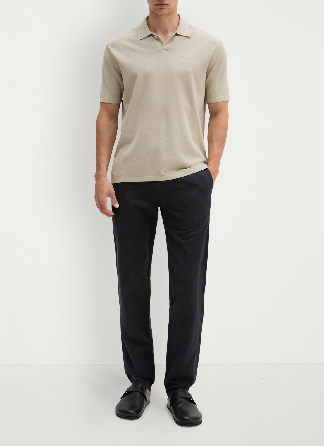 Marc O'Polo Regular fit polo met borduring - voorkant 3 beige
