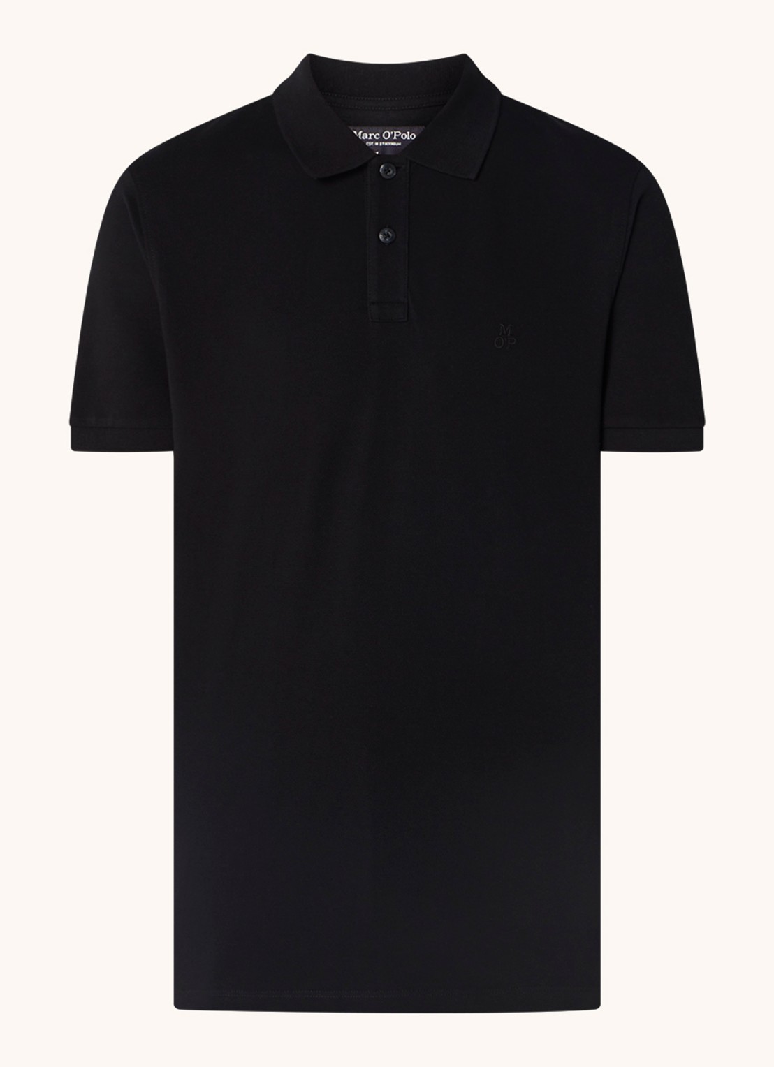 Marc O'Polo Regular fit polo met logoborduring - voorkant 2 zwart
