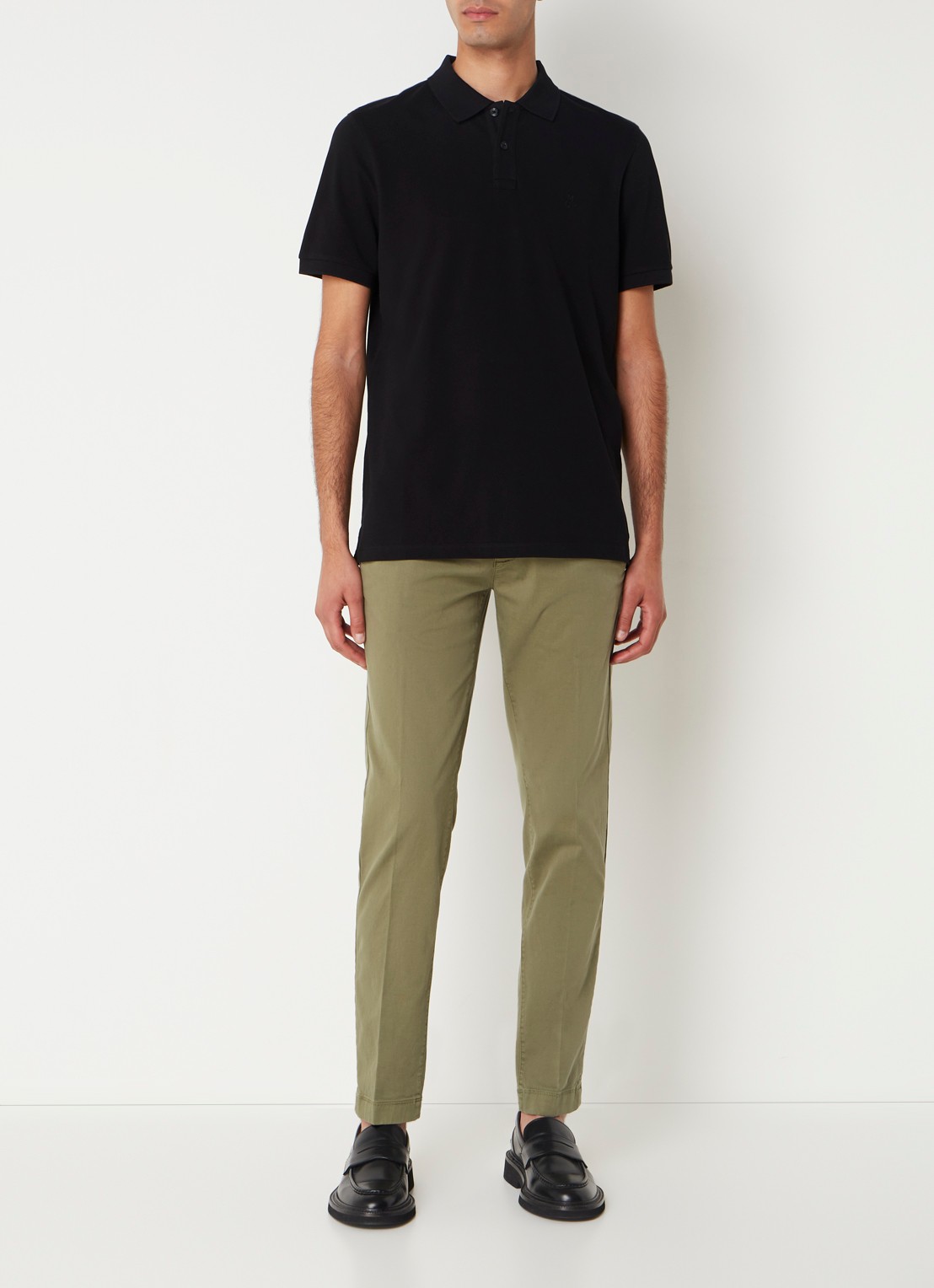 Marc O'Polo Regular fit polo met logoborduring - voorkant 3 zwart