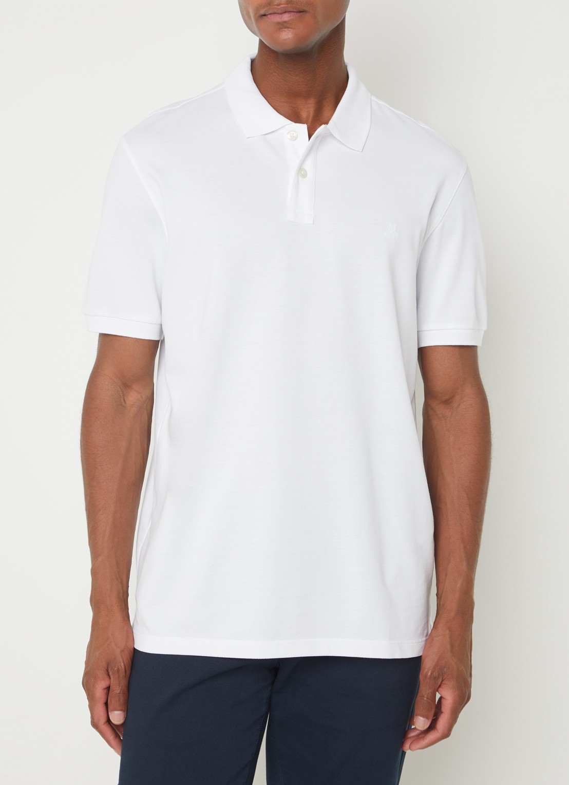 Marc O'Polo Regular fit polo met logoborduring - detail 4 wit