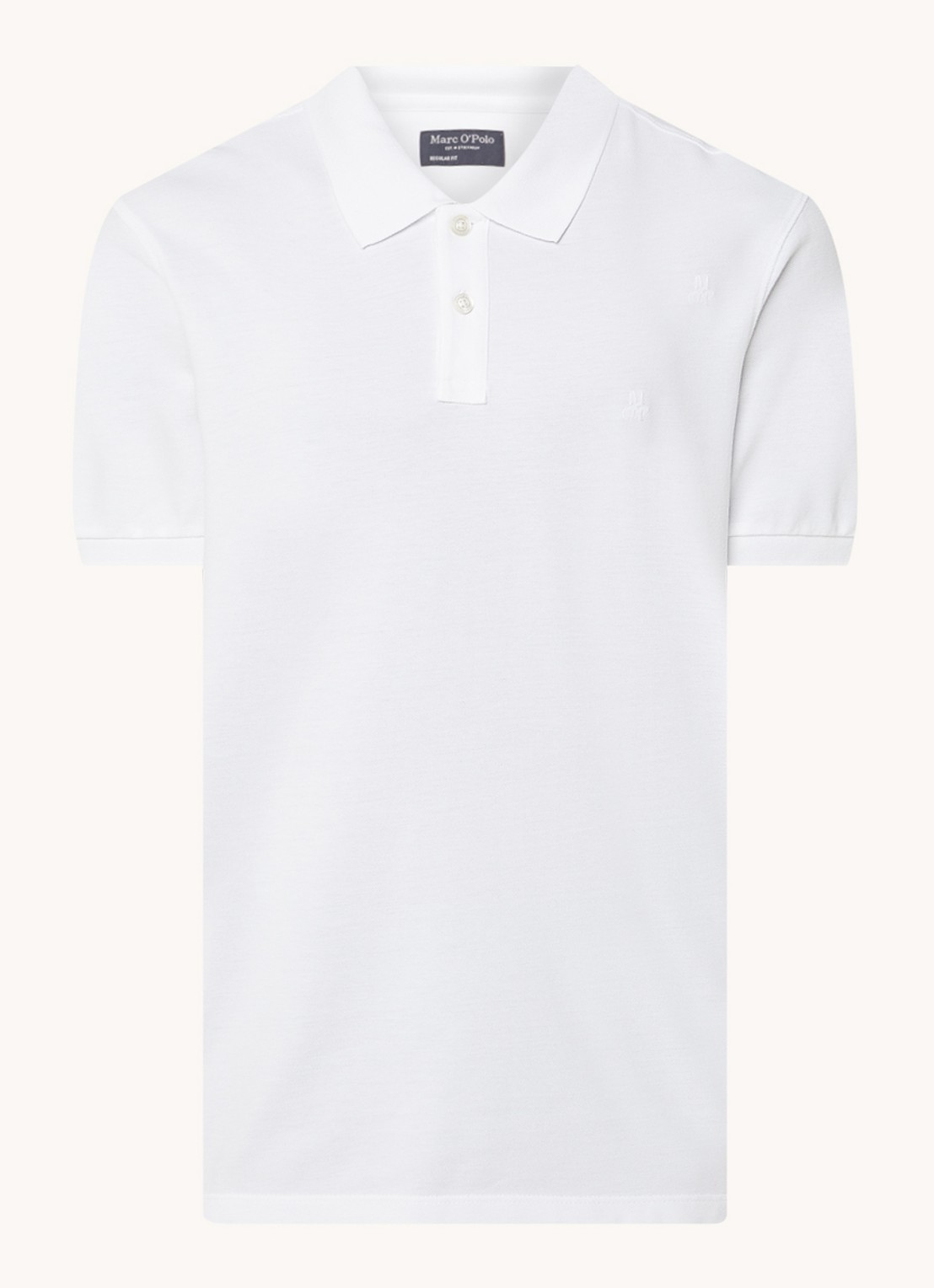 Marc O'Polo Regular fit polo met logoborduring - voorkant 2 wit