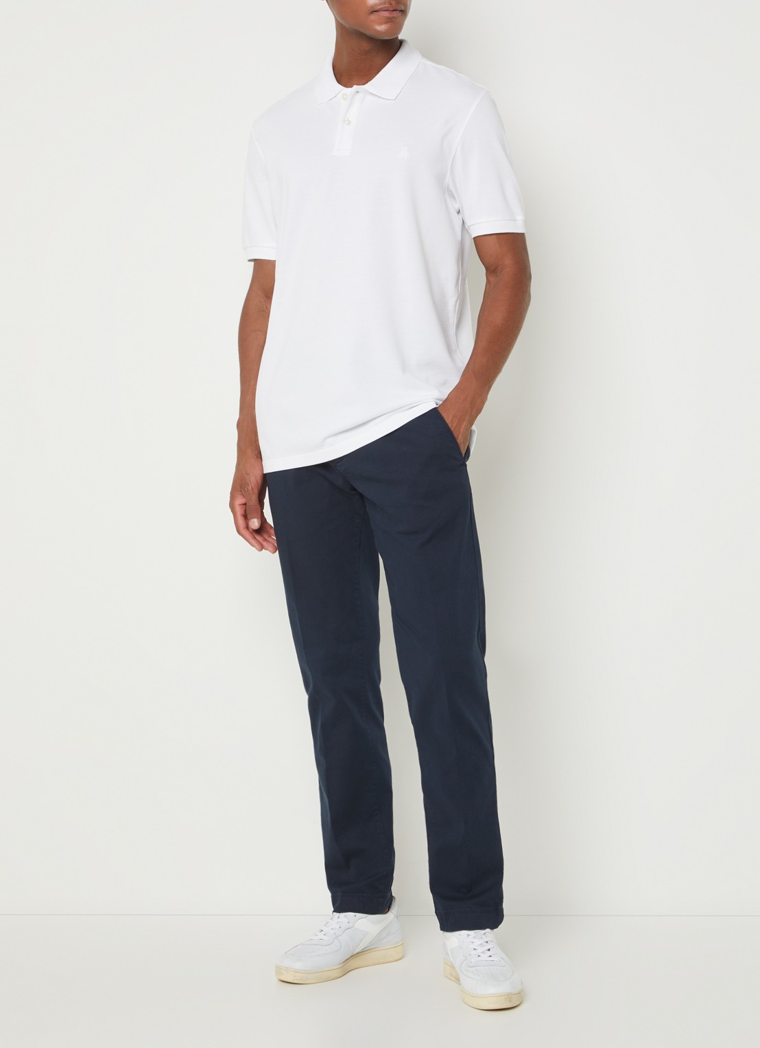 Marc O'Polo Regular fit polo met logoborduring - voorkant 3 wit