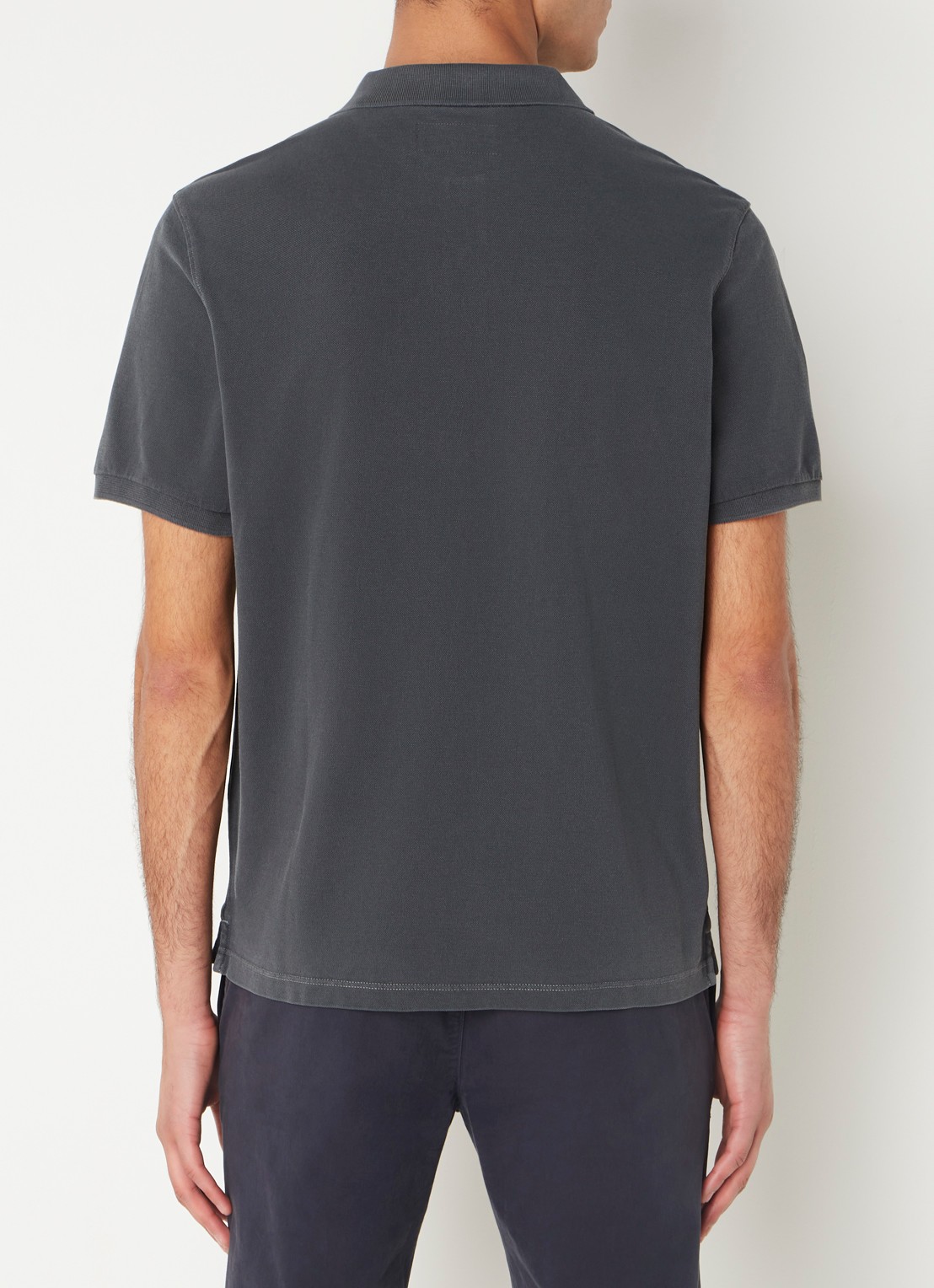 Marc O'Polo Regular fit polo met logoborduring - achterkant antraciet