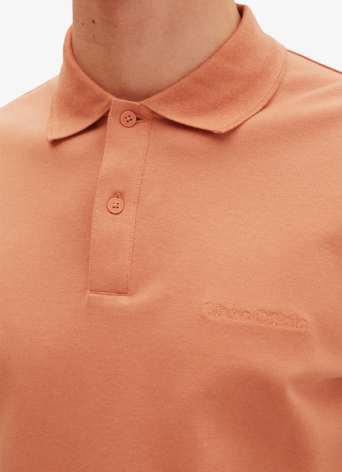 Marc O'Polo Regular fit polo met logoborduring - detail 5 faded coral-1738 / bruin