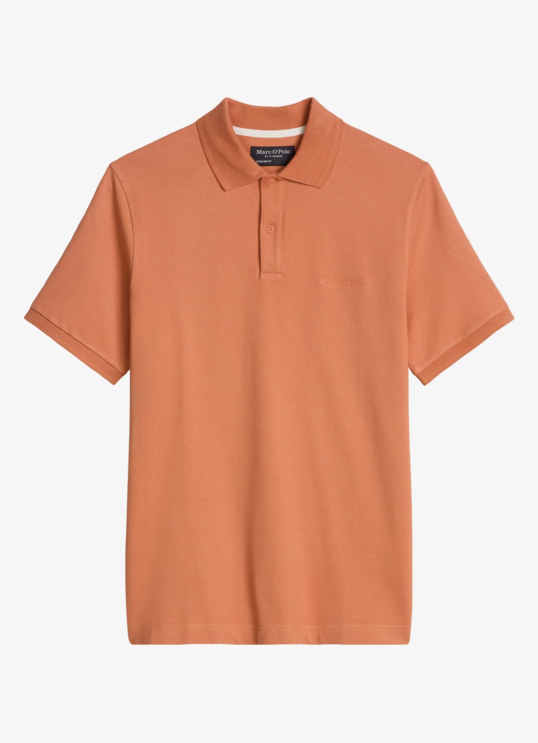Marc O'Polo Regular fit polo met logoborduring - voorkant faded coral-1738 / bruin