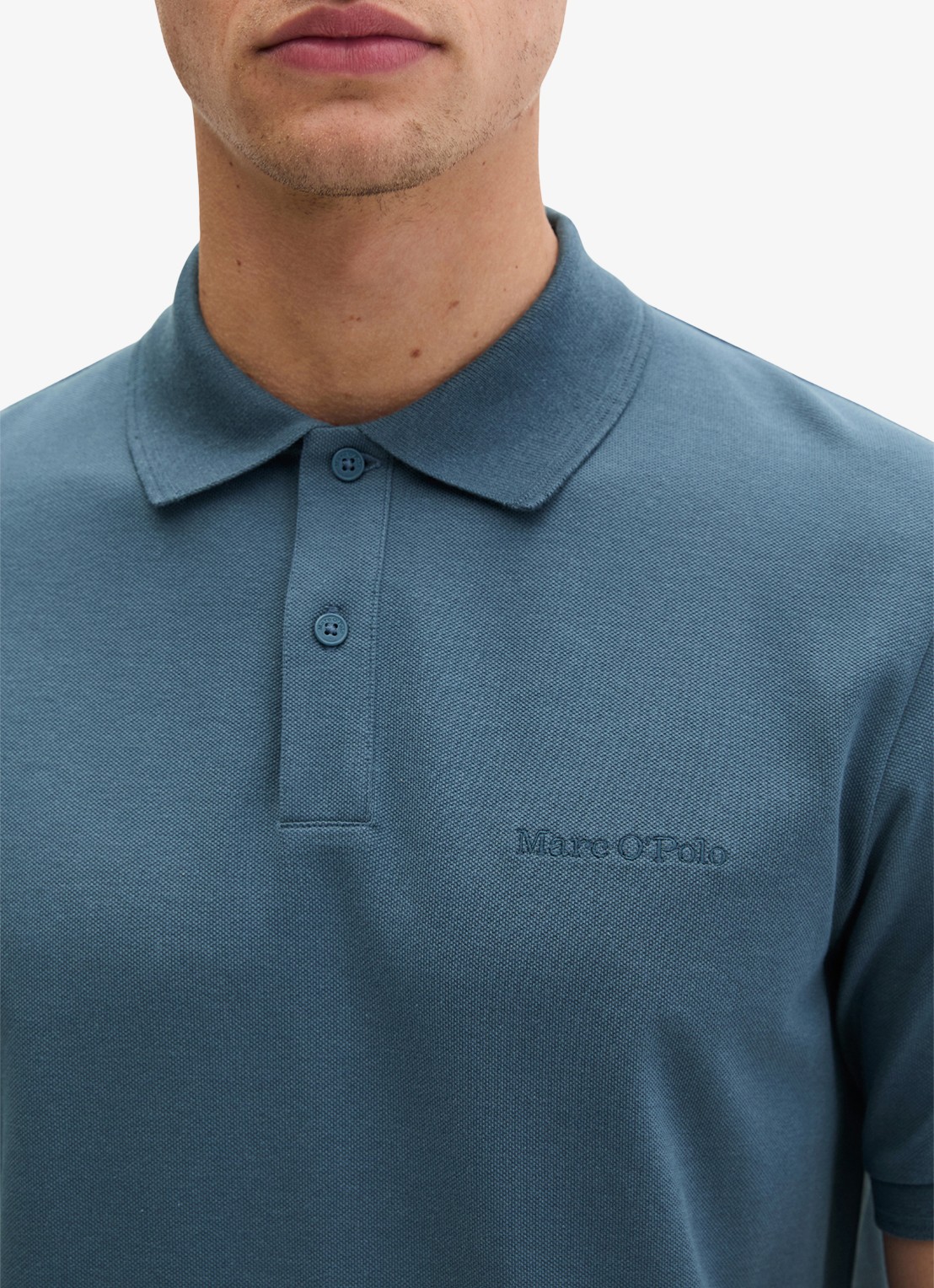 Marc O'Polo Regular fit polo met logoborduring - detail 6 stormy blue-4295 / blauw
