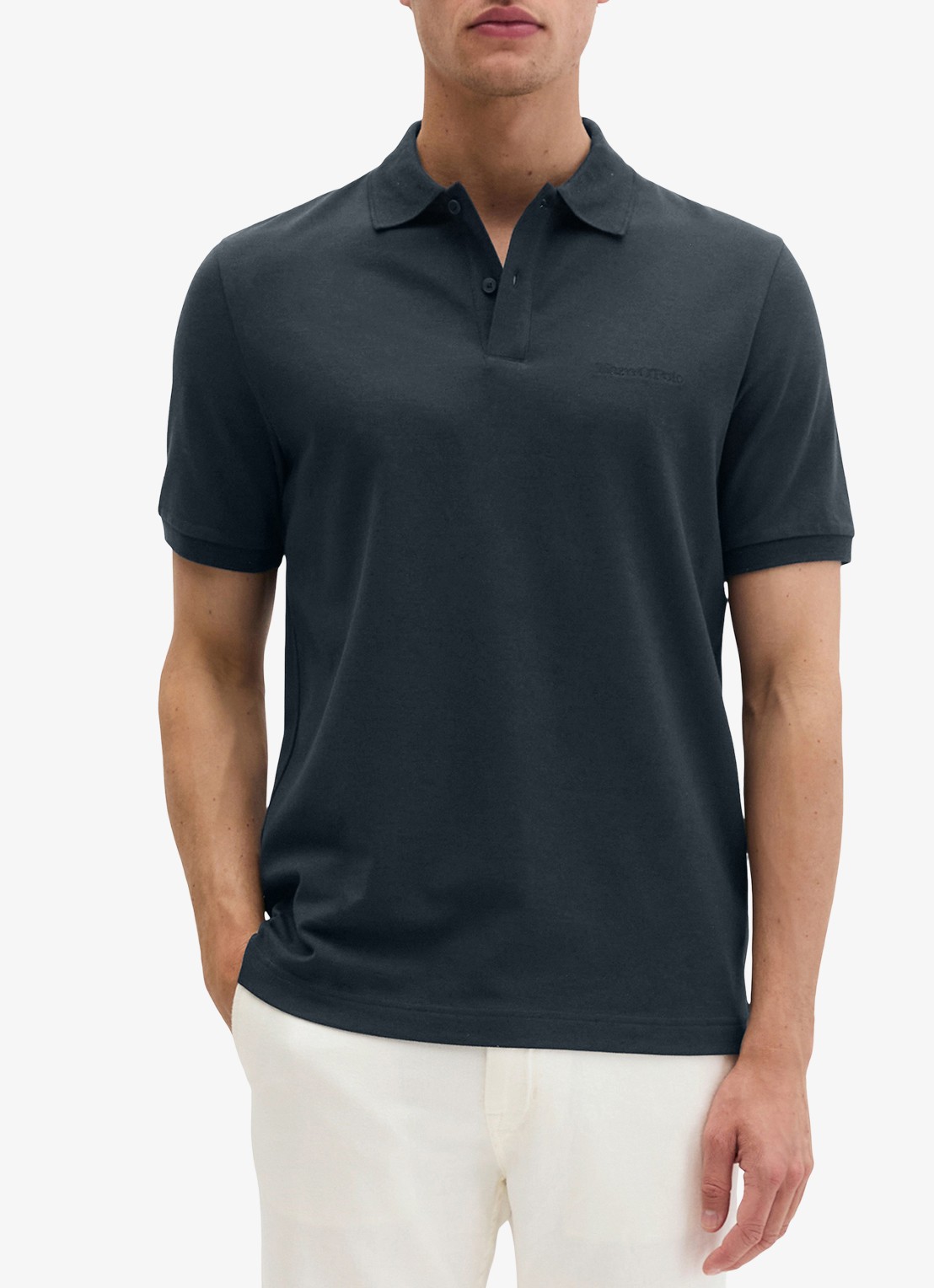 Marc O'Polo Regular fit polo met logoborduring - detail dark navy-4131 / blauw