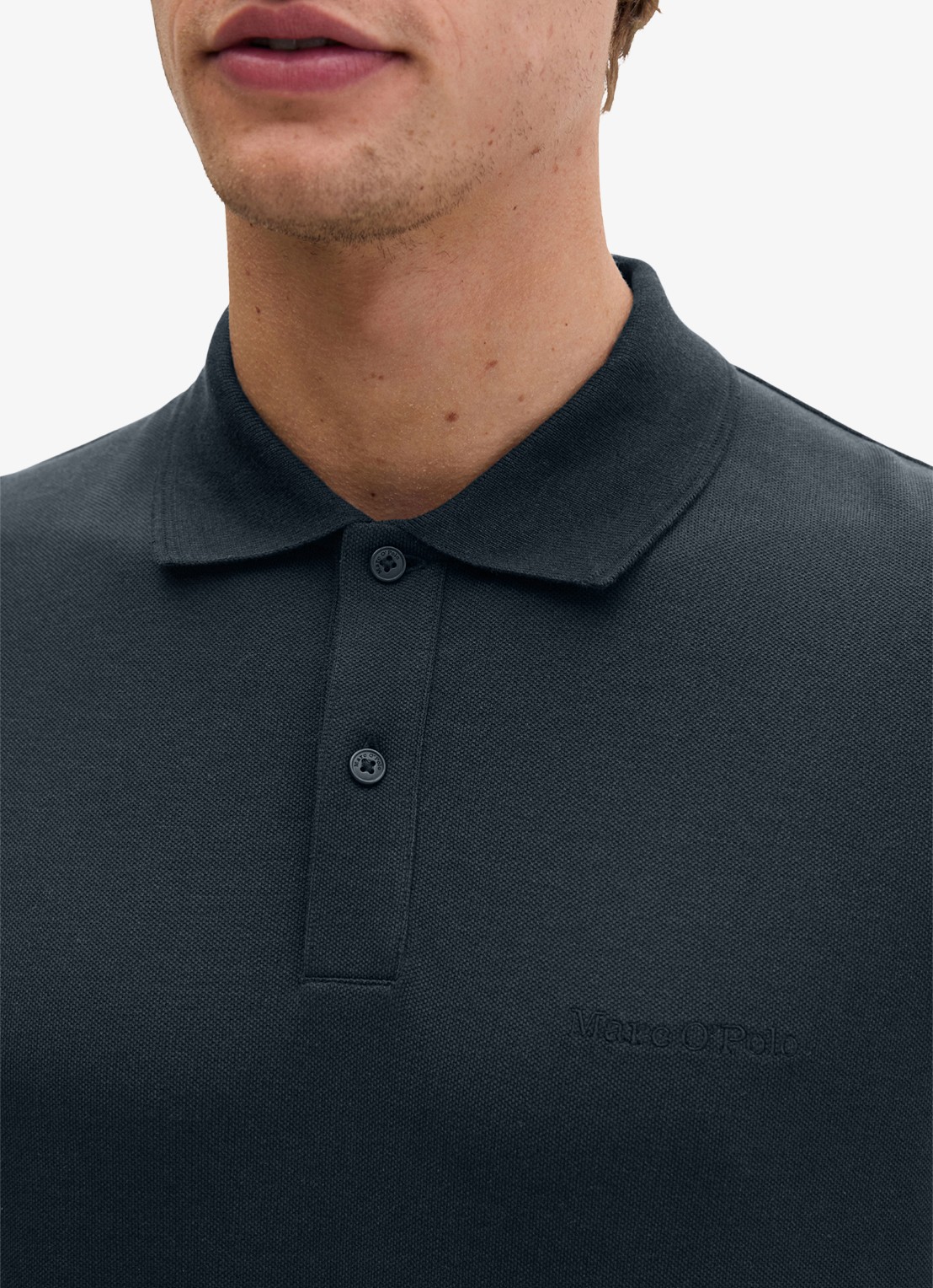Marc O'Polo Regular fit polo met logoborduring - detail 2 dark navy-4131 / blauw