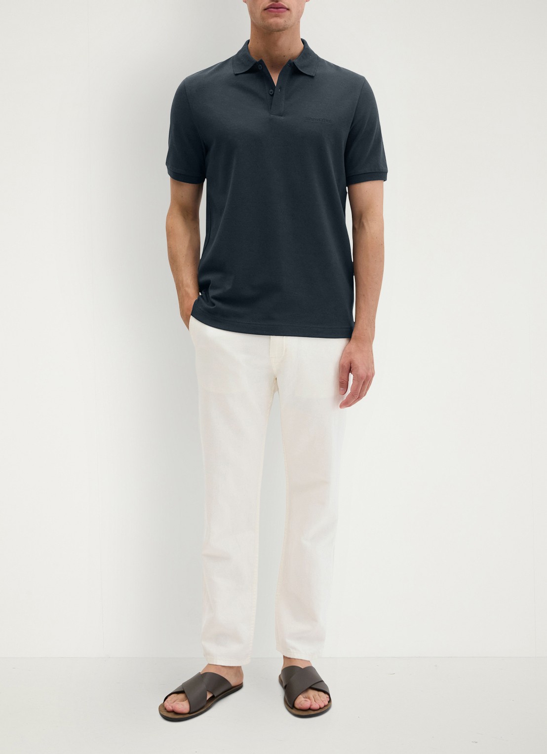 Marc O'Polo Regular fit polo met logoborduring - voorkant 5 dark navy-4131 / blauw