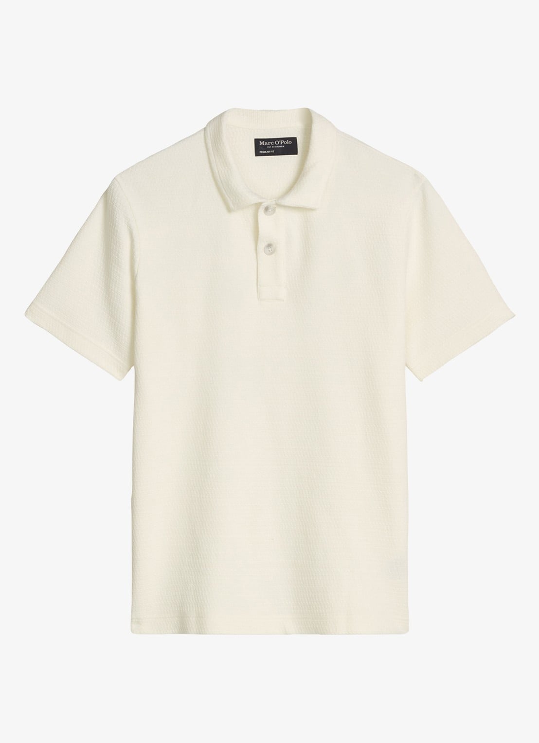 Marc O'Polo Regular fit polo met structuur - voorkant 3 silky white-1183 / wit